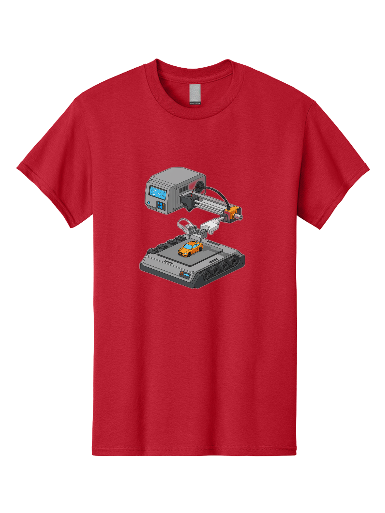 3D-Printer-22 Men'S Graphic Tee, 100% Cotton, Comfortable Casual Summer Wear, Machine Washable, 3D Printing Technology, Rapid Prototyping, Orange Sports Car, Digital Fabrication, Futuristic Manufacturing, Additive Manufacturing, 3D Modeling Baa016 3