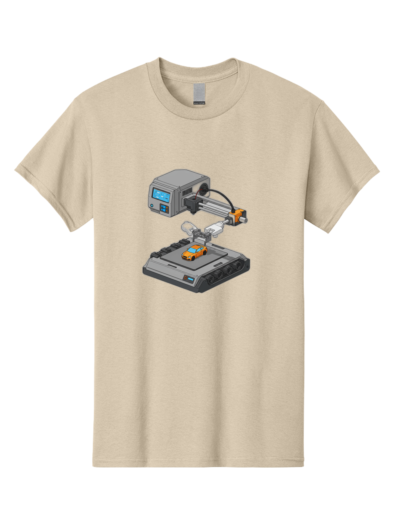 3D-Printer-22 Men'S Graphic Tee, 100% Cotton, Comfortable Casual Summer Wear, Machine Washable, 3D Printing Technology, Rapid Prototyping, Orange Sports Car, Digital Fabrication, Futuristic Manufacturing, Additive Manufacturing, 3D Modeling Baa016 27