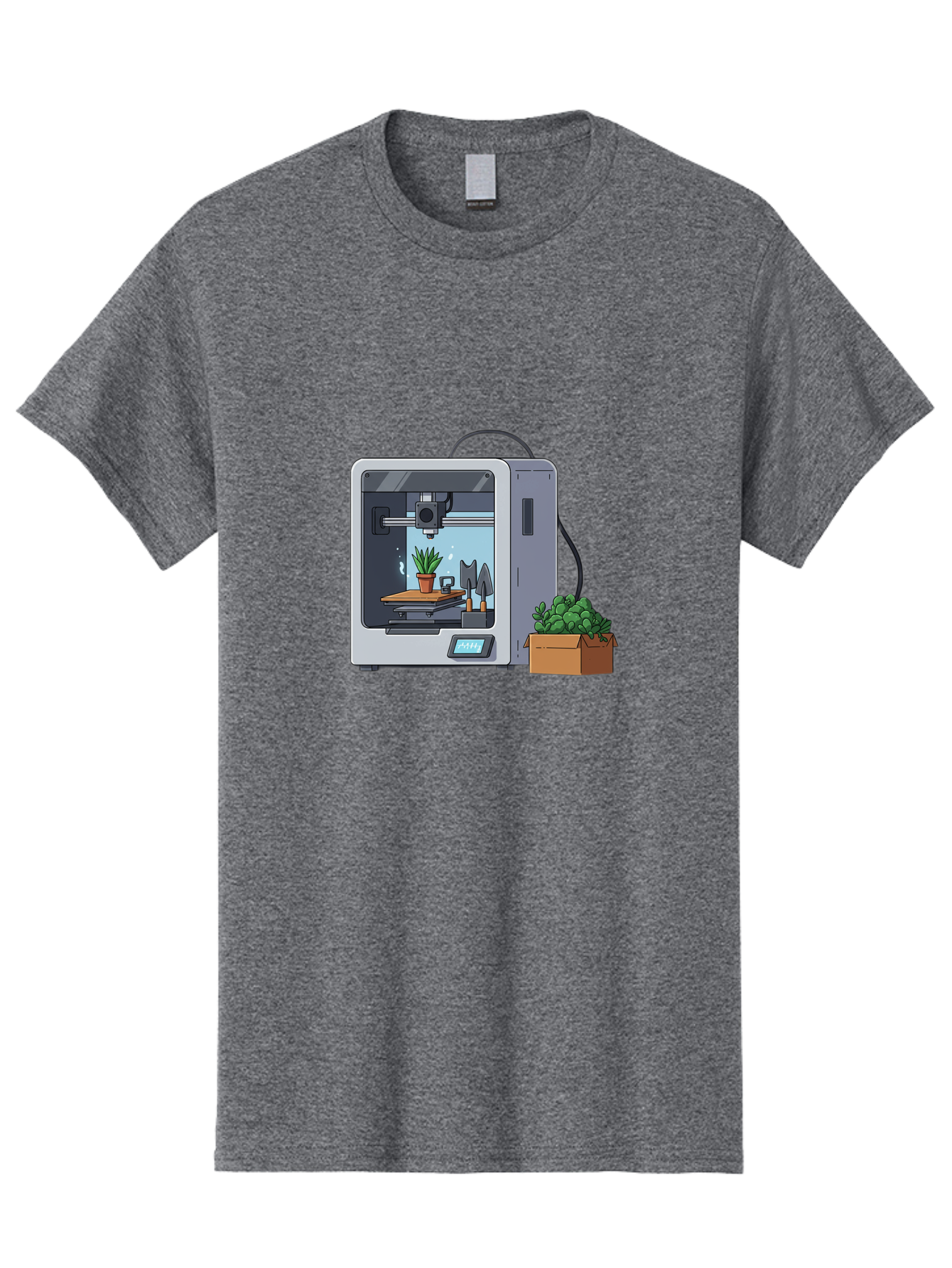 3D-Printer-23 Men'S Graphic Tee, 100% Cotton, Comfortable Casual Summer Wear, Machine Washable, 3D Printing Technology, Digital Fabrication, Futuristic Manufacturing, Potted Plant, Succulent Plants, Cardboard Box, Modern Machinery, Baa017 21