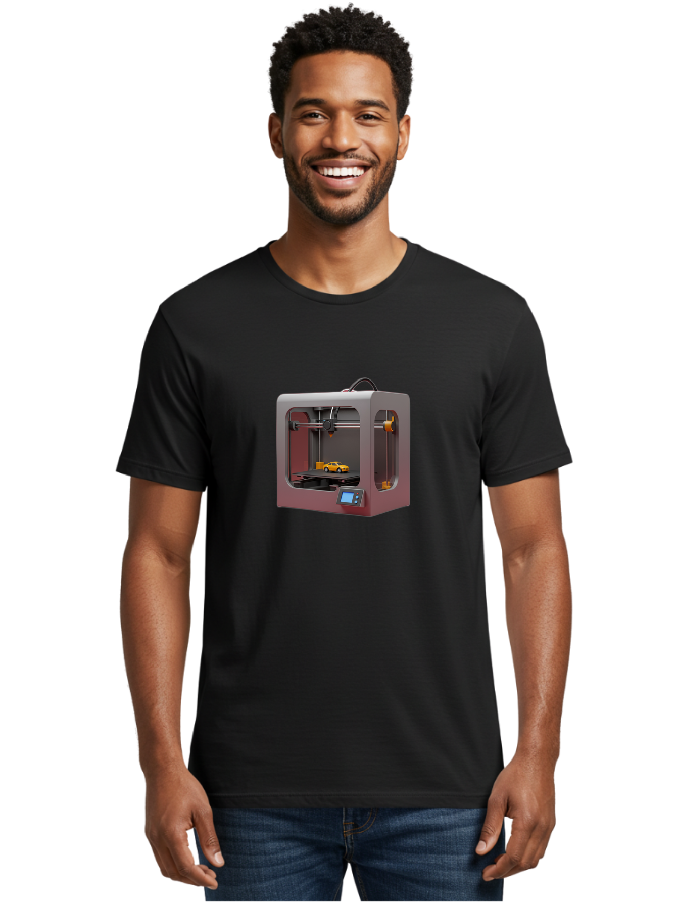 3D-Printer-24 Men'S Graphic Tee, 100% Cotton, Comfortable Casual Summer Wear, Machine Washable, 3D Printing Technology, Additive Manufacturing, 3D Printed Car Model, Futuristic Design, Digital Fabrication, Rapid Prototyping, 3D Modeling, Baa018 16