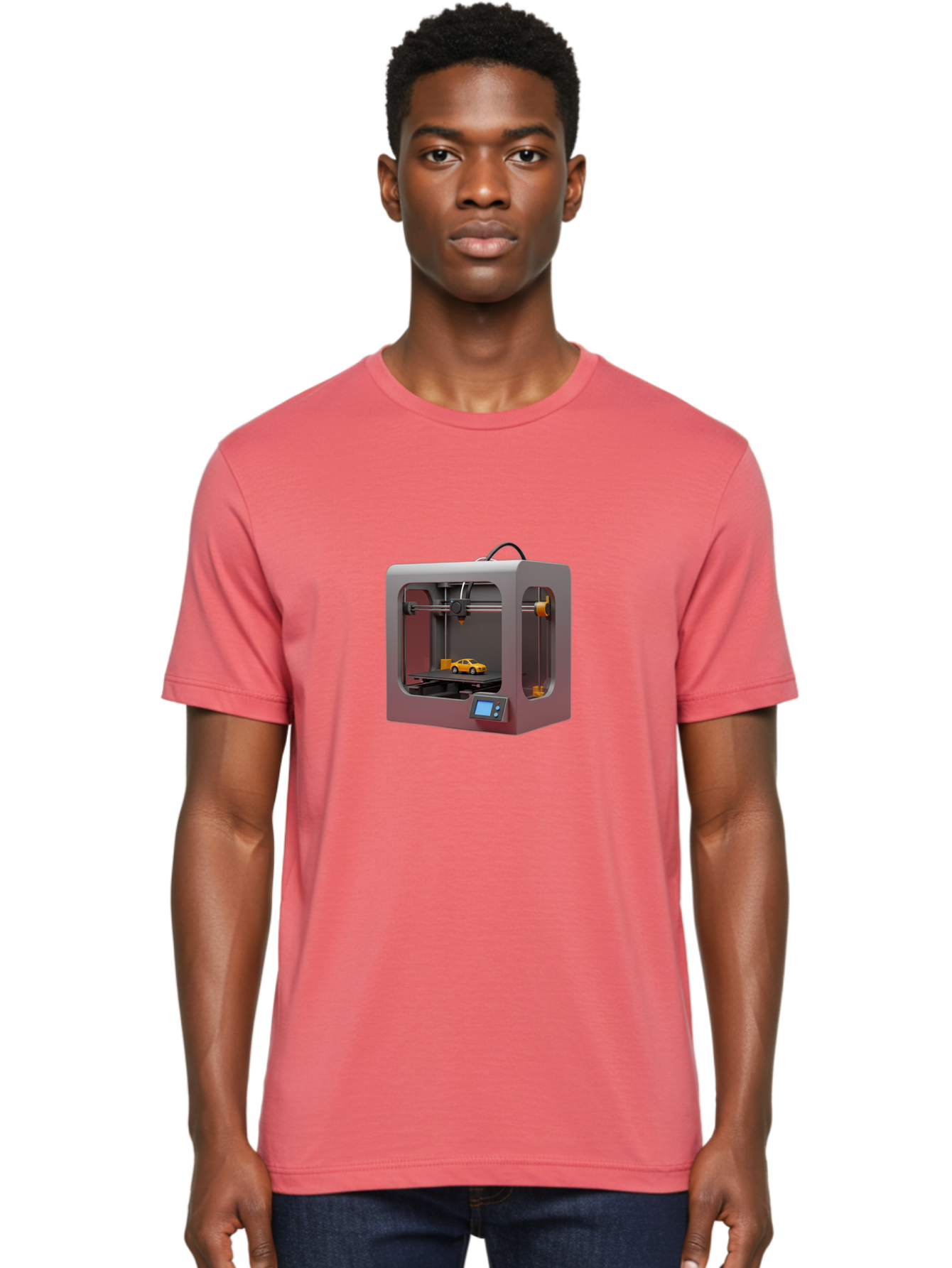 3D-Printer-24 Men'S Graphic Tee, 100% Cotton, Comfortable Casual Summer Wear, Machine Washable, 3D Printing Technology, Additive Manufacturing, 3D Printed Car Model, Futuristic Design, Digital Fabrication, Rapid Prototyping, 3D Modeling, Baa018 8