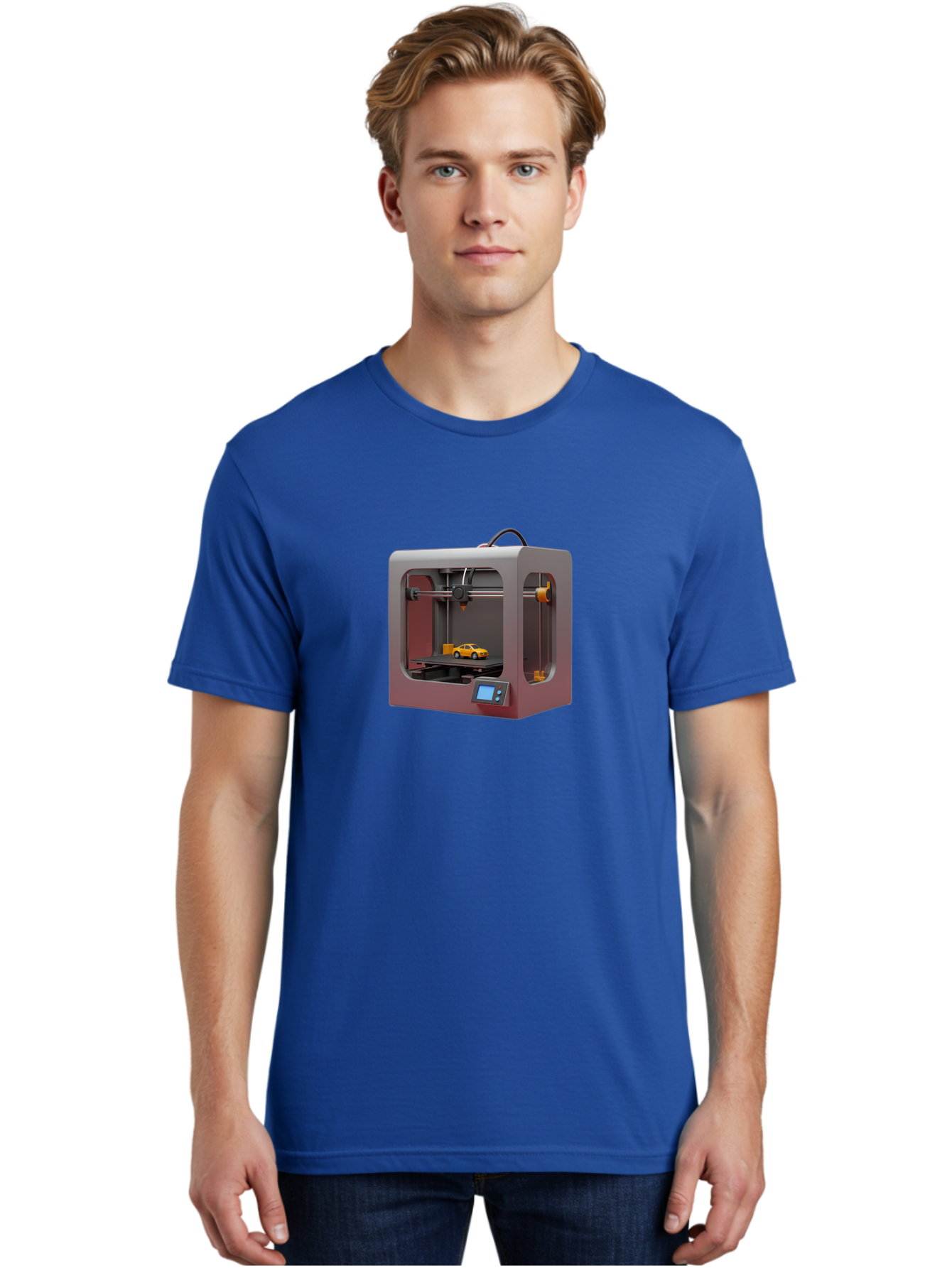 3D-Printer-24 Men'S Graphic Tee, 100% Cotton, Comfortable Casual Summer Wear, Machine Washable, 3D Printing Technology, Additive Manufacturing, 3D Printed Car Model, Futuristic Design, Digital Fabrication, Rapid Prototyping, 3D Modeling, Baa018 30
