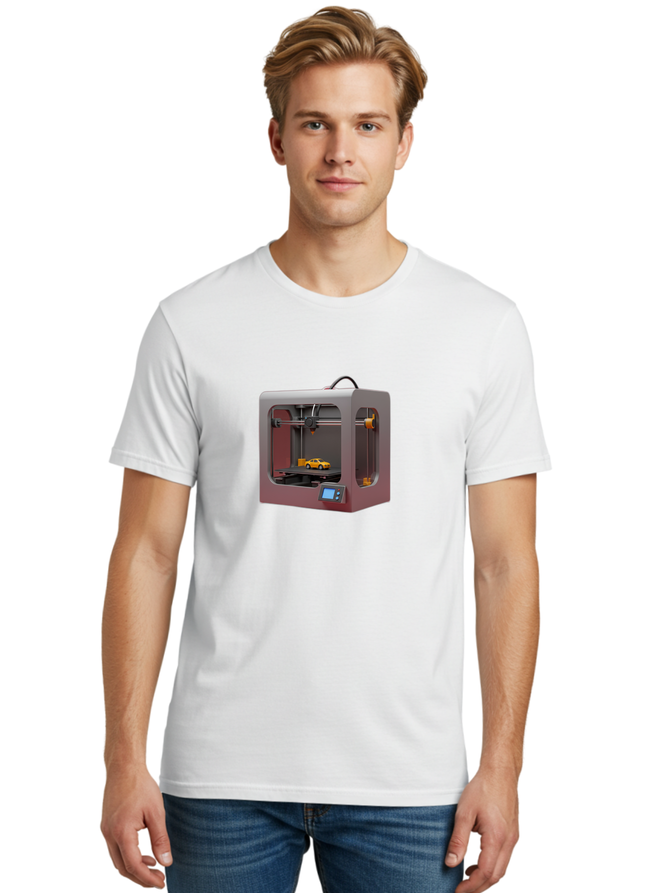 3D-Printer-24 Men'S Graphic Tee, 100% Cotton, Comfortable Casual Summer Wear, Machine Washable, 3D Printing Technology, Additive Manufacturing, 3D Printed Car Model, Futuristic Design, Digital Fabrication, Rapid Prototyping, 3D Modeling, Baa018 12
