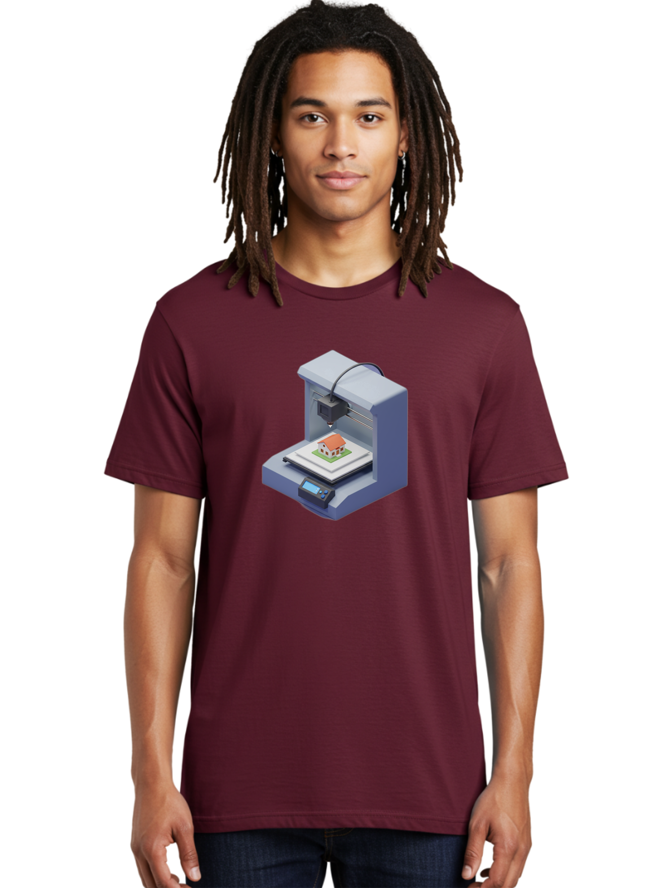 3D-Printer-25 Men'S Graphic Tee, 100% Cotton, Comfortable Casual Summer Wear, Machine Washable, 3D Printing Technology, House Model, Additive Manufacturing, Digital Fabrication, Rapid Prototyping, Modern Architecture, Futuristic Design, Baa019 30