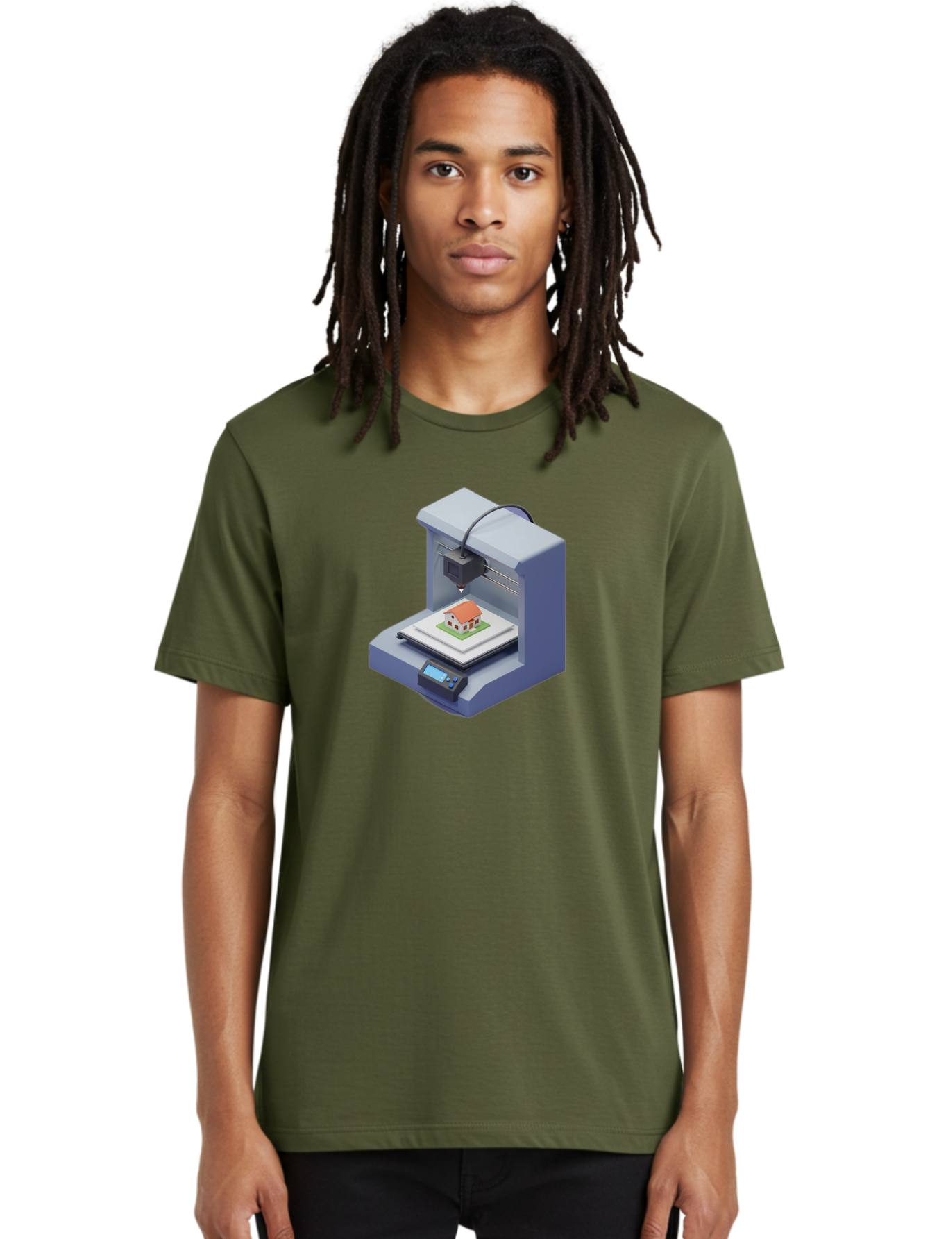 3D-Printer-25 Men'S Graphic Tee, 100% Cotton, Comfortable Casual Summer Wear, Machine Washable, 3D Printing Technology, House Model, Additive Manufacturing, Digital Fabrication, Rapid Prototyping, Modern Architecture, Futuristic Design, Baa019 12