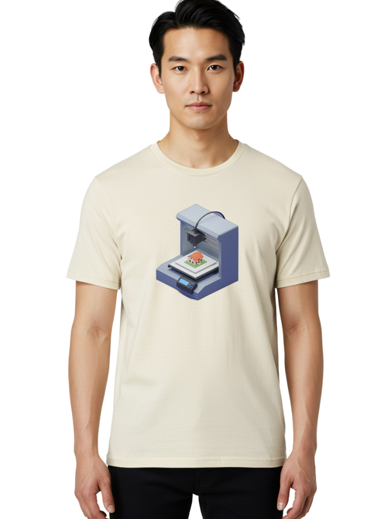 3D-Printer-25 Men'S Graphic Tee, 100% Cotton, Comfortable Casual Summer Wear, Machine Washable, 3D Printing Technology, House Model, Additive Manufacturing, Digital Fabrication, Rapid Prototyping, Modern Architecture, Futuristic Design, Baa019 10