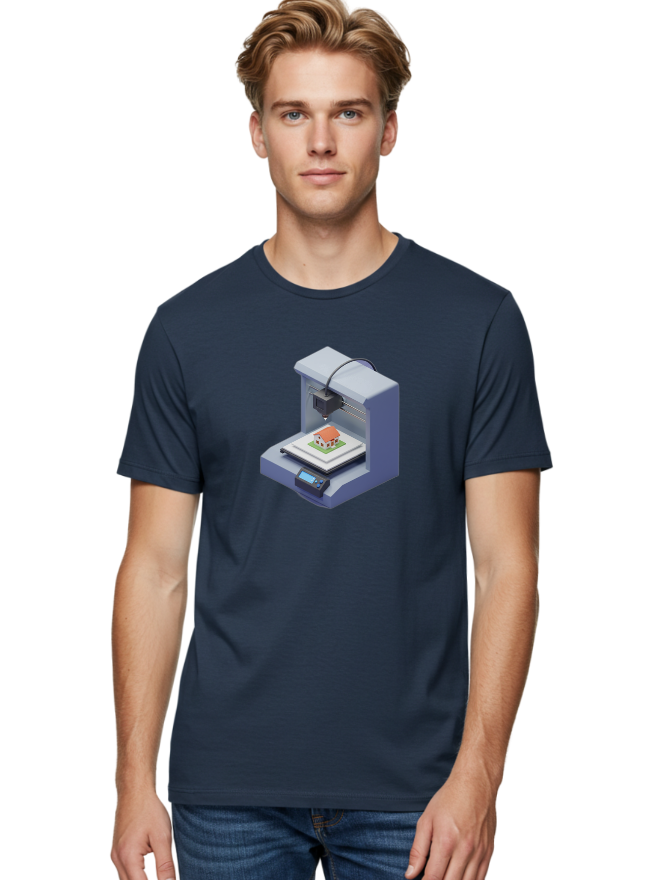 3D-Printer-25 Men'S Graphic Tee, 100% Cotton, Comfortable Casual Summer Wear, Machine Washable, 3D Printing Technology, House Model, Additive Manufacturing, Digital Fabrication, Rapid Prototyping, Modern Architecture, Futuristic Design, Baa019 26