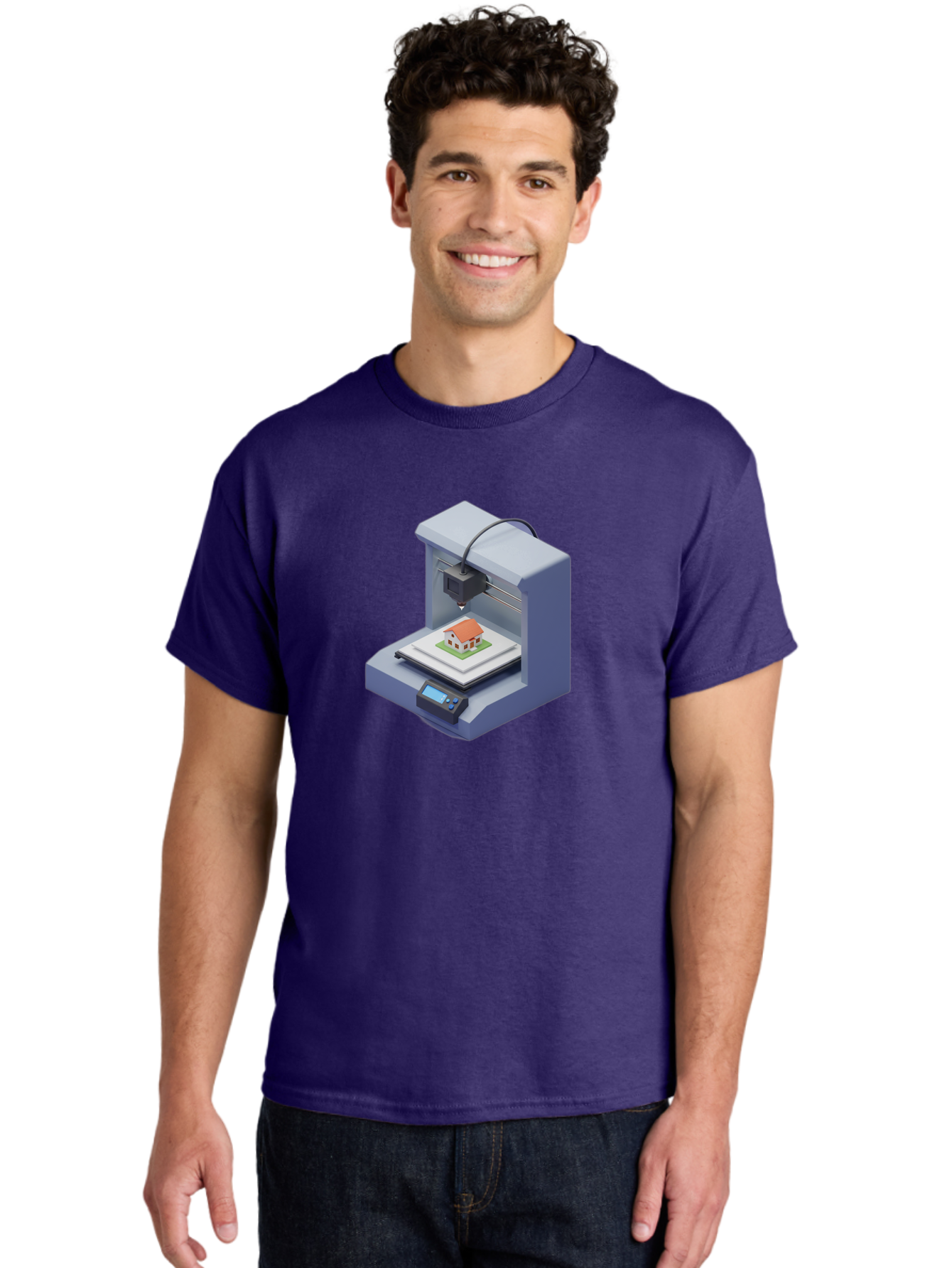 3D-Printer-25 Men'S Graphic Tee, 100% Cotton, Comfortable Casual Summer Wear, Machine Washable, 3D Printing Technology, House Model, Additive Manufacturing, Digital Fabrication, Rapid Prototyping, Modern Architecture, Futuristic Design, Baa019 18