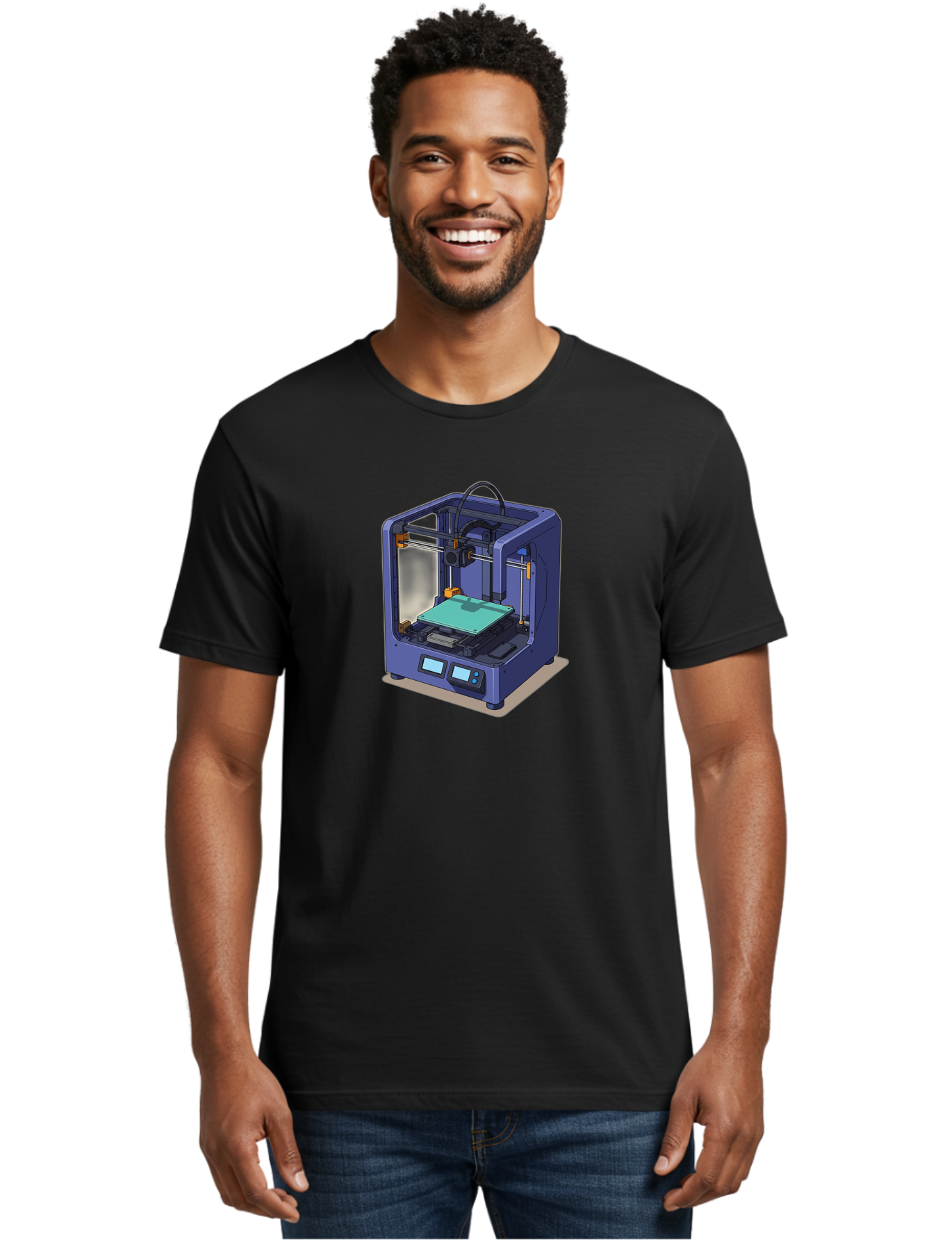 3D-Printer-26 Men'S Graphic Tee, 100% Cotton, Comfortable Casual Summer Wear, Machine Washable, 3D Printing Technology, Additive Manufacturing, Digital Fabrication, Rapid Prototyping, Custom Parts, Innovative Design, Futuristic Machinery, Baa020 26