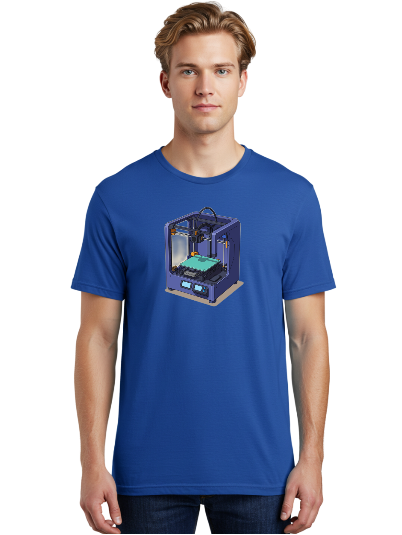 3D-Printer-26 Men'S Graphic Tee, 100% Cotton, Comfortable Casual Summer Wear, Machine Washable, 3D Printing Technology, Additive Manufacturing, Digital Fabrication, Rapid Prototyping, Custom Parts, Innovative Design, Futuristic Machinery, Baa020 20