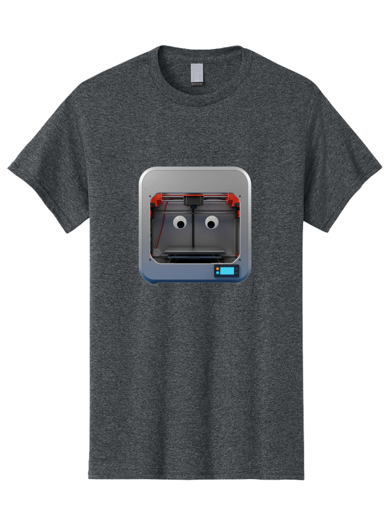 3D-Printer-27 Men'S Graphic Tee, 100% Cotton, Comfortable Casual Summer Wear, Machine Washable, 3D Printing Technology, Additive Manufacturing, Digital Fabrication, Printer Interior, Gray Metal Frame, Orange Accents, Control Panel, Baa021 25