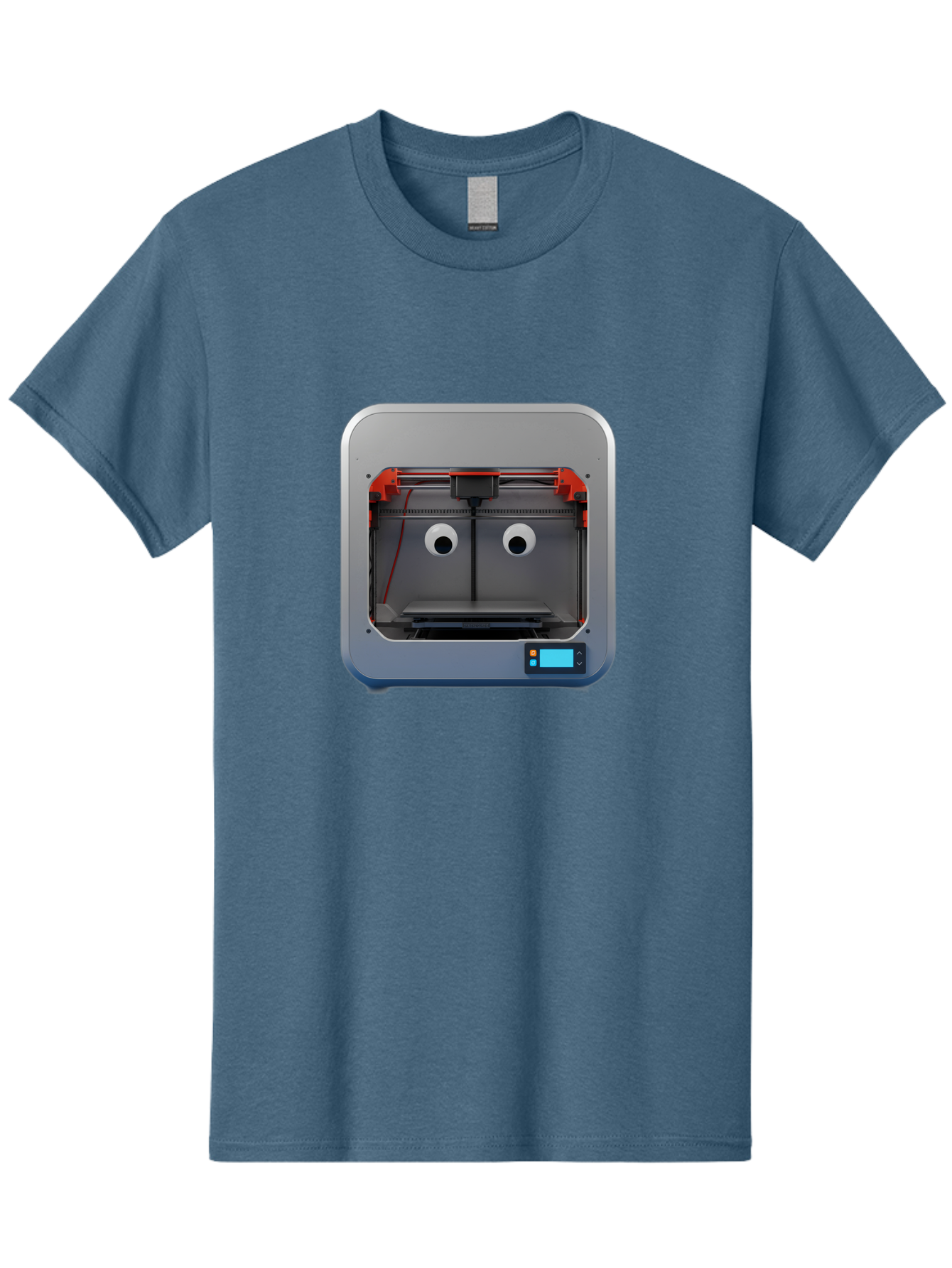 3D-Printer-27 Men'S Graphic Tee, 100% Cotton, Comfortable Casual Summer Wear, Machine Washable, 3D Printing Technology, Additive Manufacturing, Digital Fabrication, Printer Interior, Gray Metal Frame, Orange Accents, Control Panel, Baa021 11