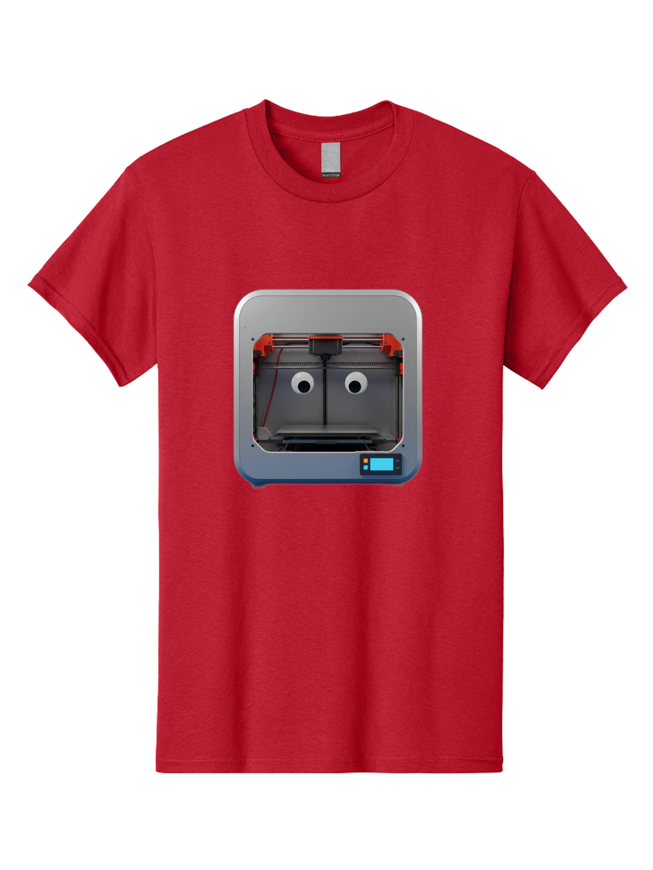 3D-Printer-27 Men'S Graphic Tee, 100% Cotton, Comfortable Casual Summer Wear, Machine Washable, 3D Printing Technology, Additive Manufacturing, Digital Fabrication, Printer Interior, Gray Metal Frame, Orange Accents, Control Panel, Baa021 13