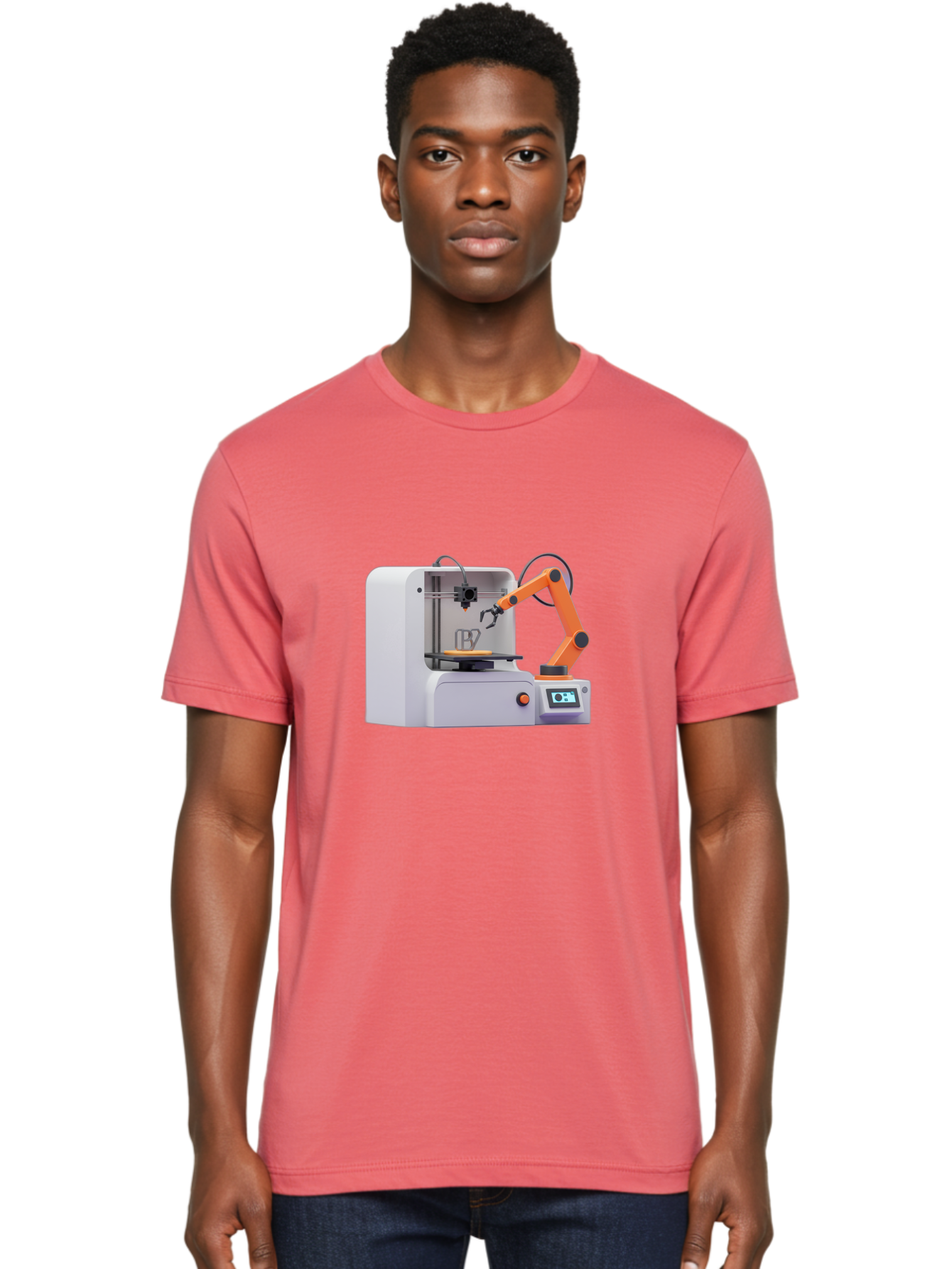 3D-Printer-28 Men'S Graphic Tee, 100% Cotton, Comfortable Casual Summer Wear, Machine Washable, 3D Printing Technology, Robotic Arm, Precision Engineering, Additive Manufacturing, Digital Fabrication, Prototype Development, 3D Modeling Baa022 6