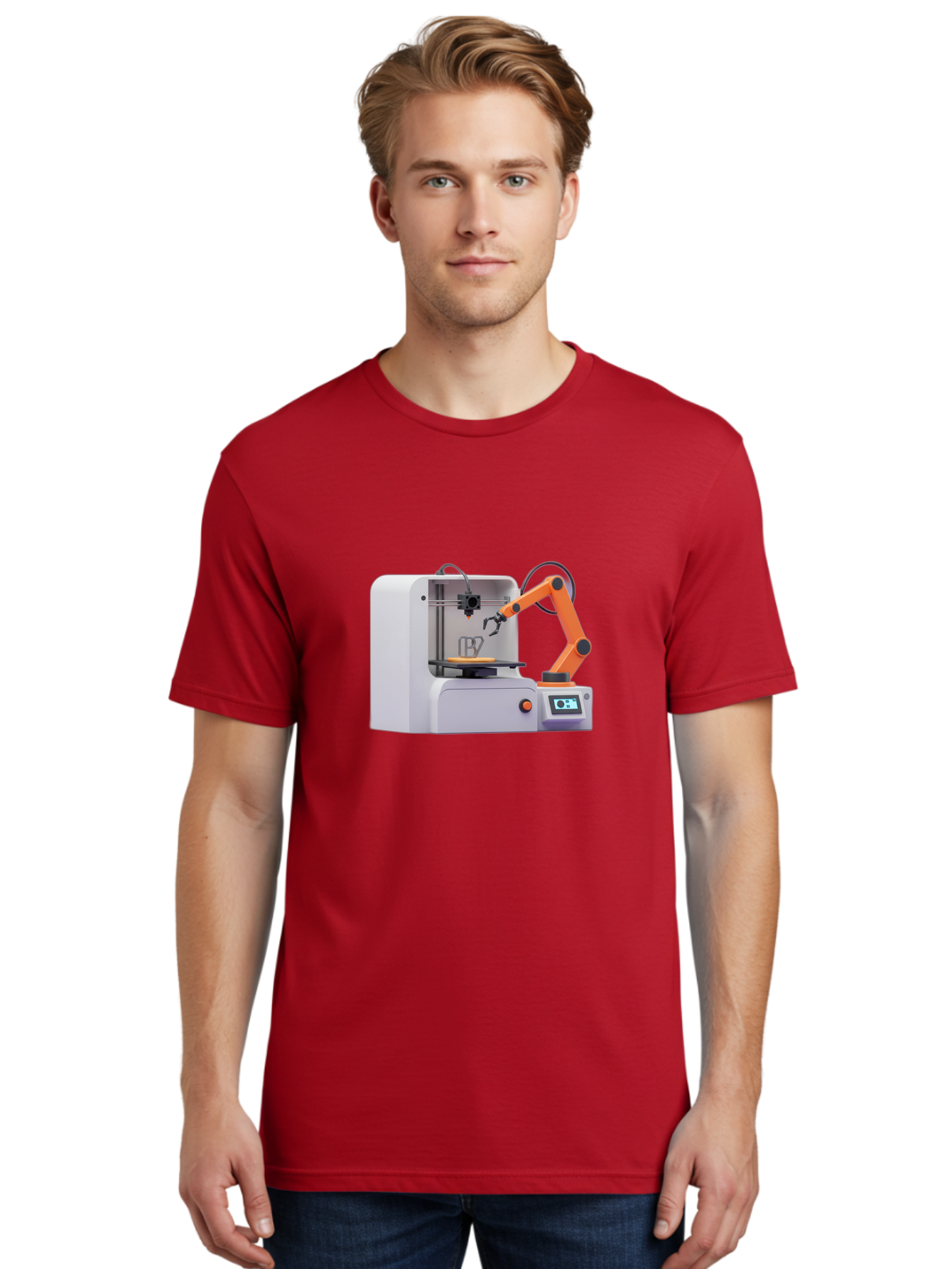 3D-Printer-28 Men'S Graphic Tee, 100% Cotton, Comfortable Casual Summer Wear, Machine Washable, 3D Printing Technology, Robotic Arm, Precision Engineering, Additive Manufacturing, Digital Fabrication, Prototype Development, 3D Modeling Baa022 12
