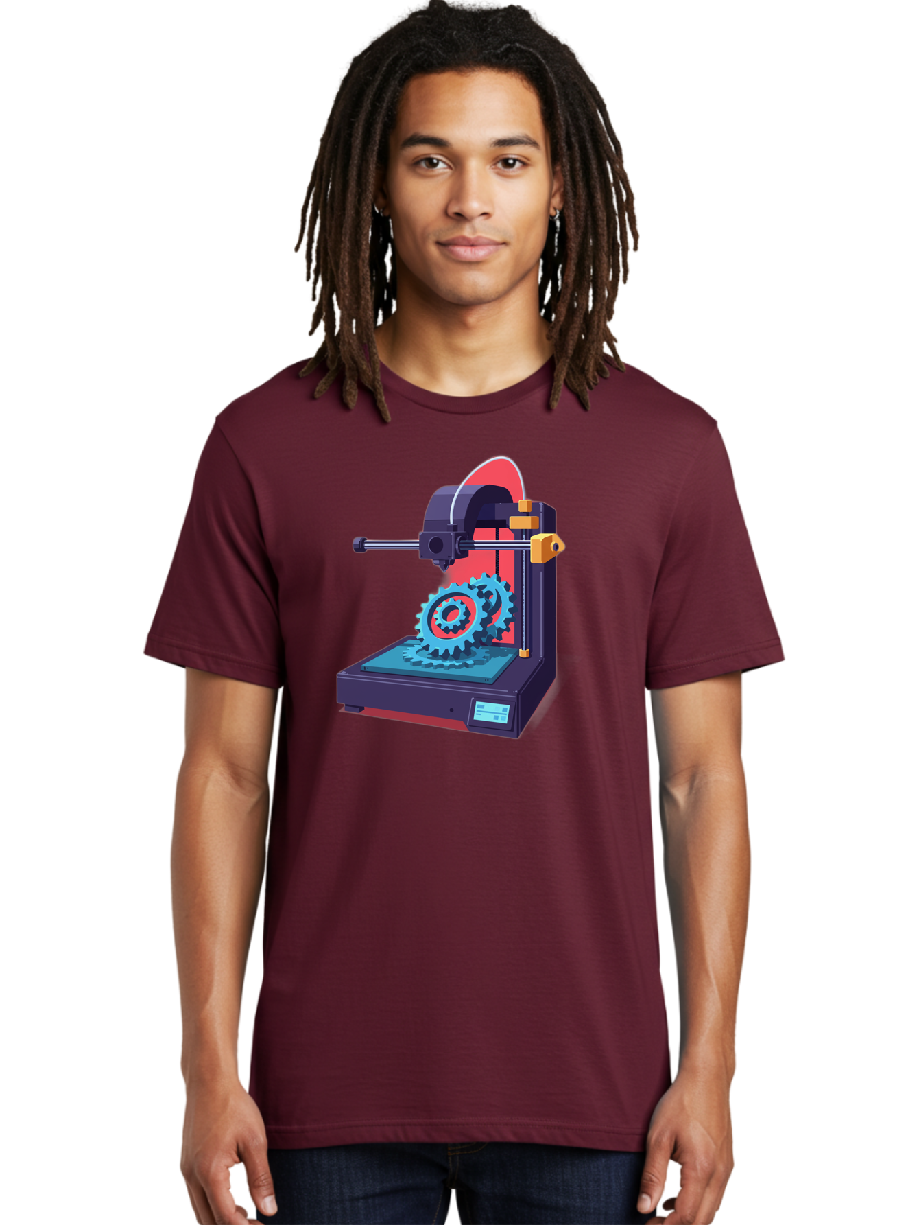 3D-Printer-29 Men'S Graphic Tee, 100% Cotton, Comfortable Casual Summer Wear, Machine Washable, 3D Printing Technology, Additive Manufacturing, Modern Machinery, Mechanical Parts, Digital Fabrication, Innovative Production, Gear Production, Baa023 4