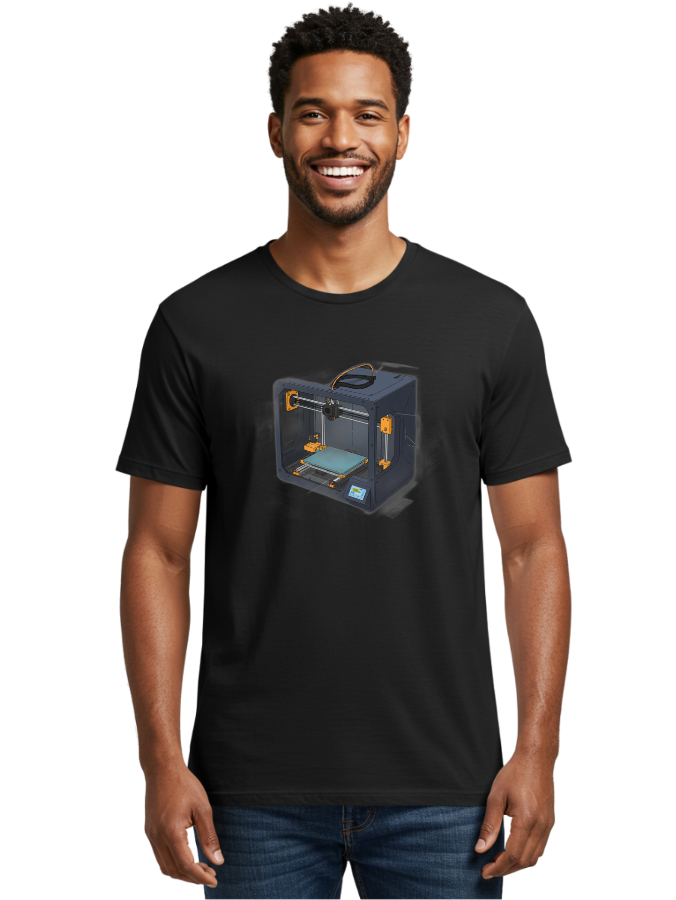 3D-Printer-3 Men'S Graphic Tee, 100% Cotton, Comfortable Casual Summer Wear, Machine Washable, 3D Printing Technology, Additive Manufacturing, Digital Fabrication, Rapid Prototyping, 3D Modeling, Futuristic Design, Innovative Machinery, Baa024 14