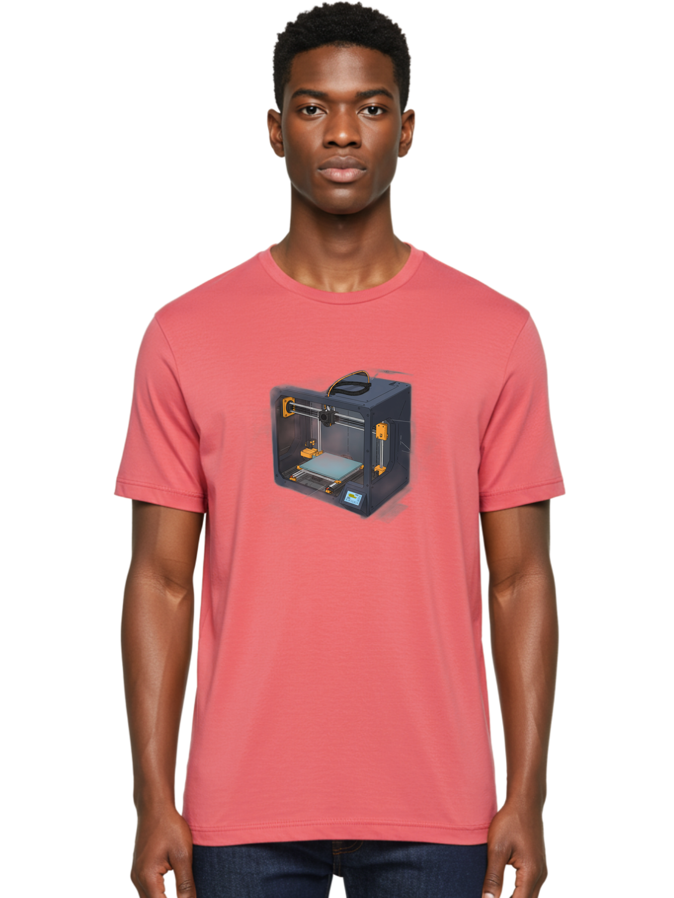 3D-Printer-3 Men'S Graphic Tee, 100% Cotton, Comfortable Casual Summer Wear, Machine Washable, 3D Printing Technology, Additive Manufacturing, Digital Fabrication, Rapid Prototyping, 3D Modeling, Futuristic Design, Innovative Machinery, Baa024 12