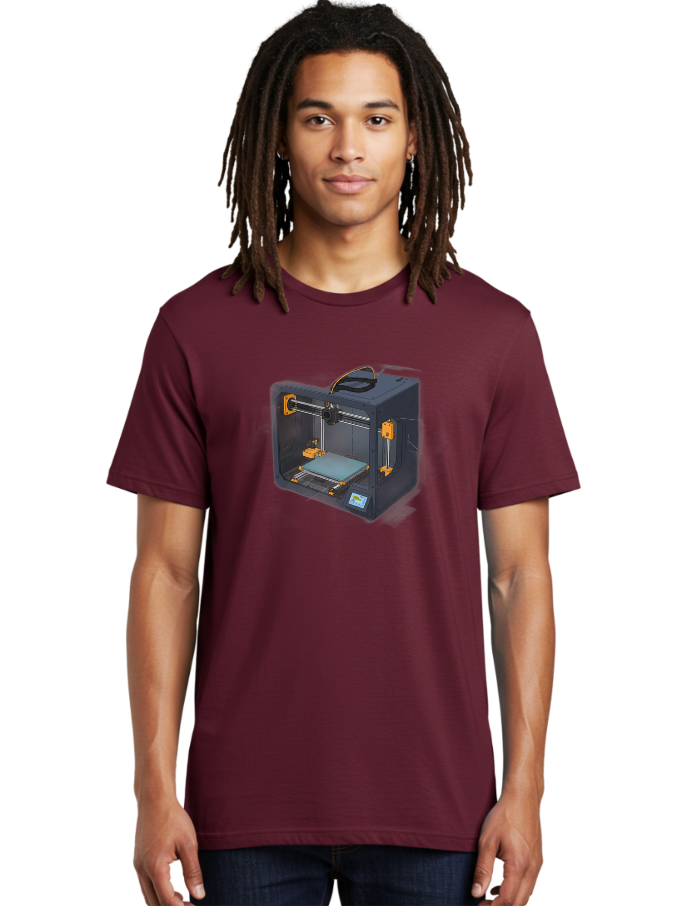 3D-Printer-3 Men'S Graphic Tee, 100% Cotton, Comfortable Casual Summer Wear, Machine Washable, 3D Printing Technology, Additive Manufacturing, Digital Fabrication, Rapid Prototyping, 3D Modeling, Futuristic Design, Innovative Machinery, Baa024 8