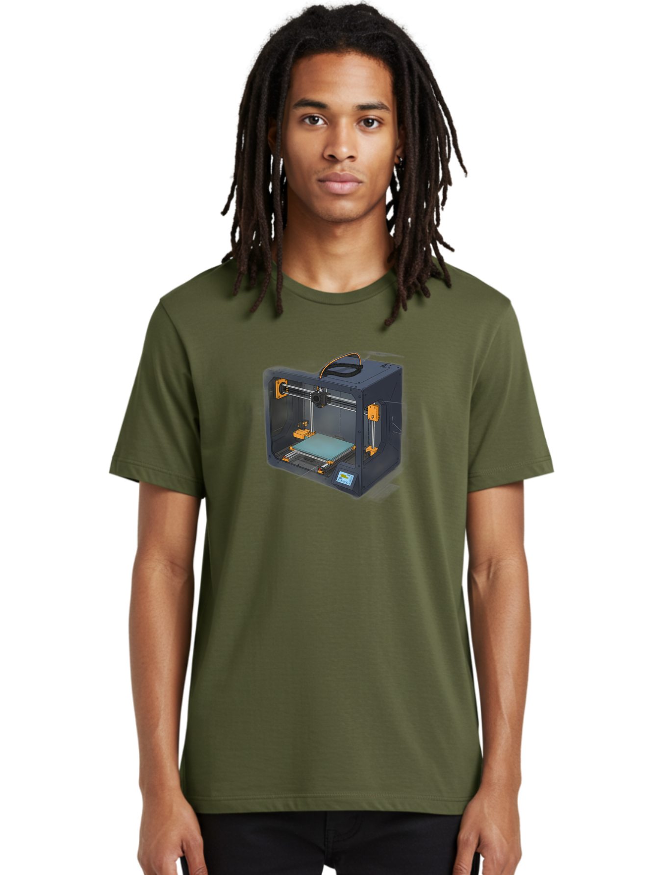 3D-Printer-3 Men'S Graphic Tee, 100% Cotton, Comfortable Casual Summer Wear, Machine Washable, 3D Printing Technology, Additive Manufacturing, Digital Fabrication, Rapid Prototyping, 3D Modeling, Futuristic Design, Innovative Machinery, Baa024 20