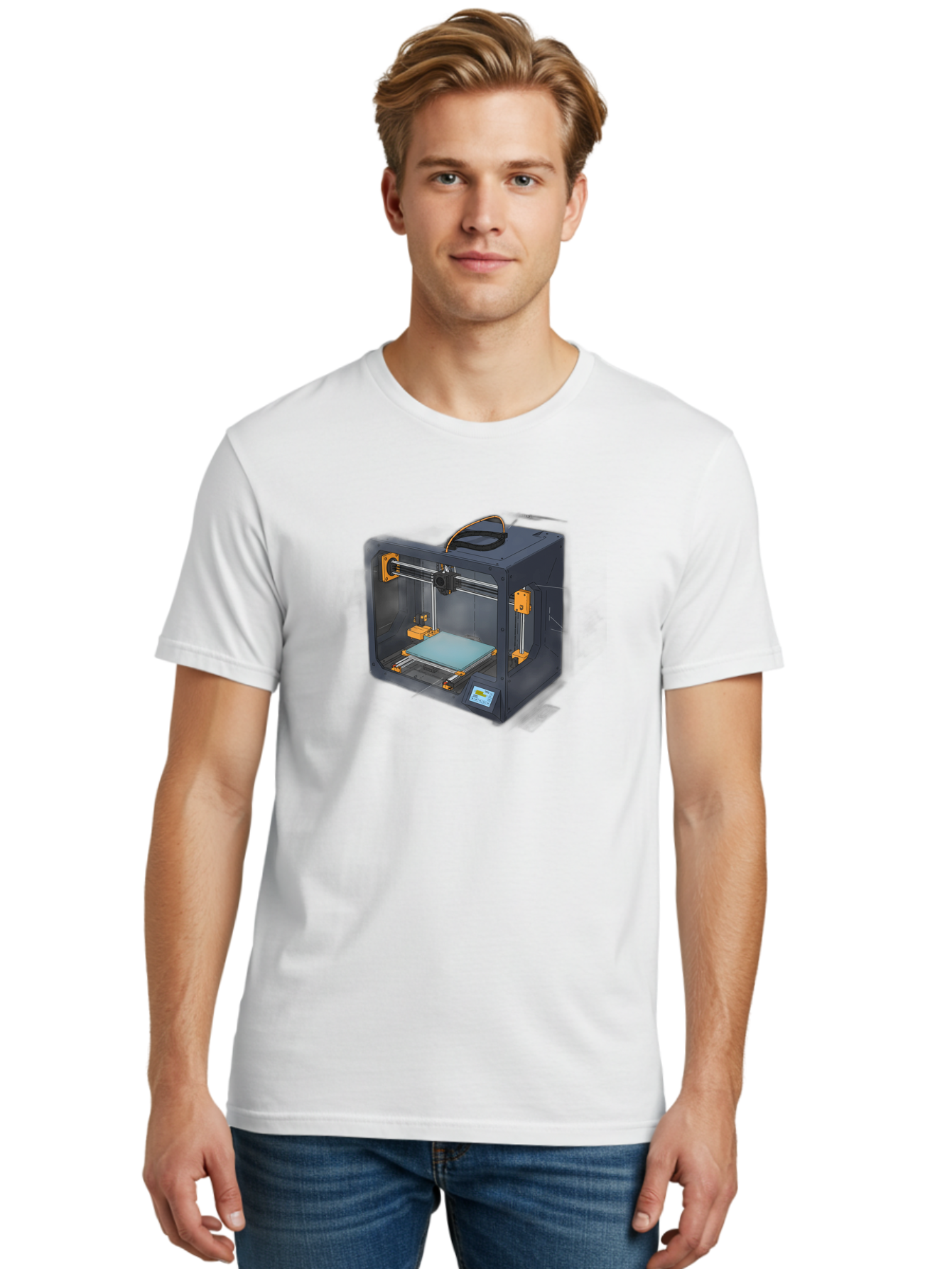 3D-Printer-3 Men'S Graphic Tee, 100% Cotton, Comfortable Casual Summer Wear, Machine Washable, 3D Printing Technology, Additive Manufacturing, Digital Fabrication, Rapid Prototyping, 3D Modeling, Futuristic Design, Innovative Machinery, Baa024 4
