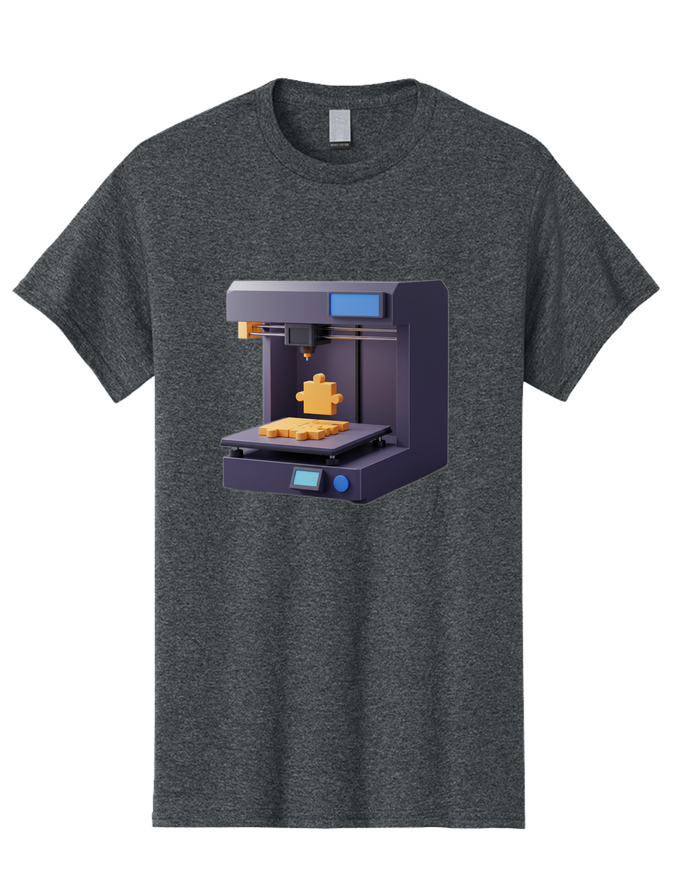 3D-Printer-30 Men'S Graphic Tee, 100% Cotton, Comfortable Casual Summer Wear, Machine Washable, 3D Printing Technology, Additive Manufacturing, Puzzle Piece Being Printed, Modern Machinery, Digital Fabrication, 3D Modeling, Yellow Plastic, Baa025 7