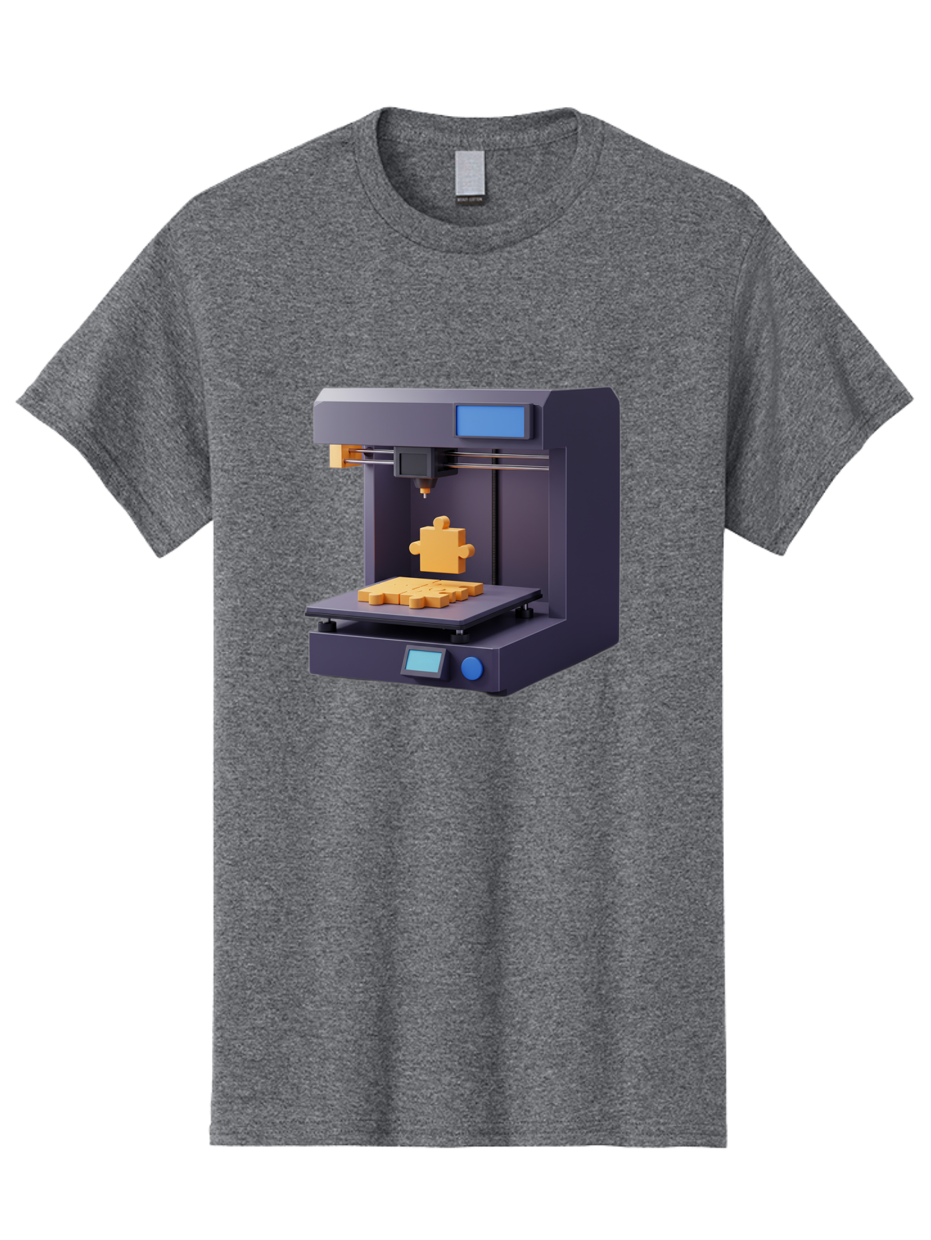 3D-Printer-30 Men'S Graphic Tee, 100% Cotton, Comfortable Casual Summer Wear, Machine Washable, 3D Printing Technology, Additive Manufacturing, Puzzle Piece Being Printed, Modern Machinery, Digital Fabrication, 3D Modeling, Yellow Plastic, Baa025 19