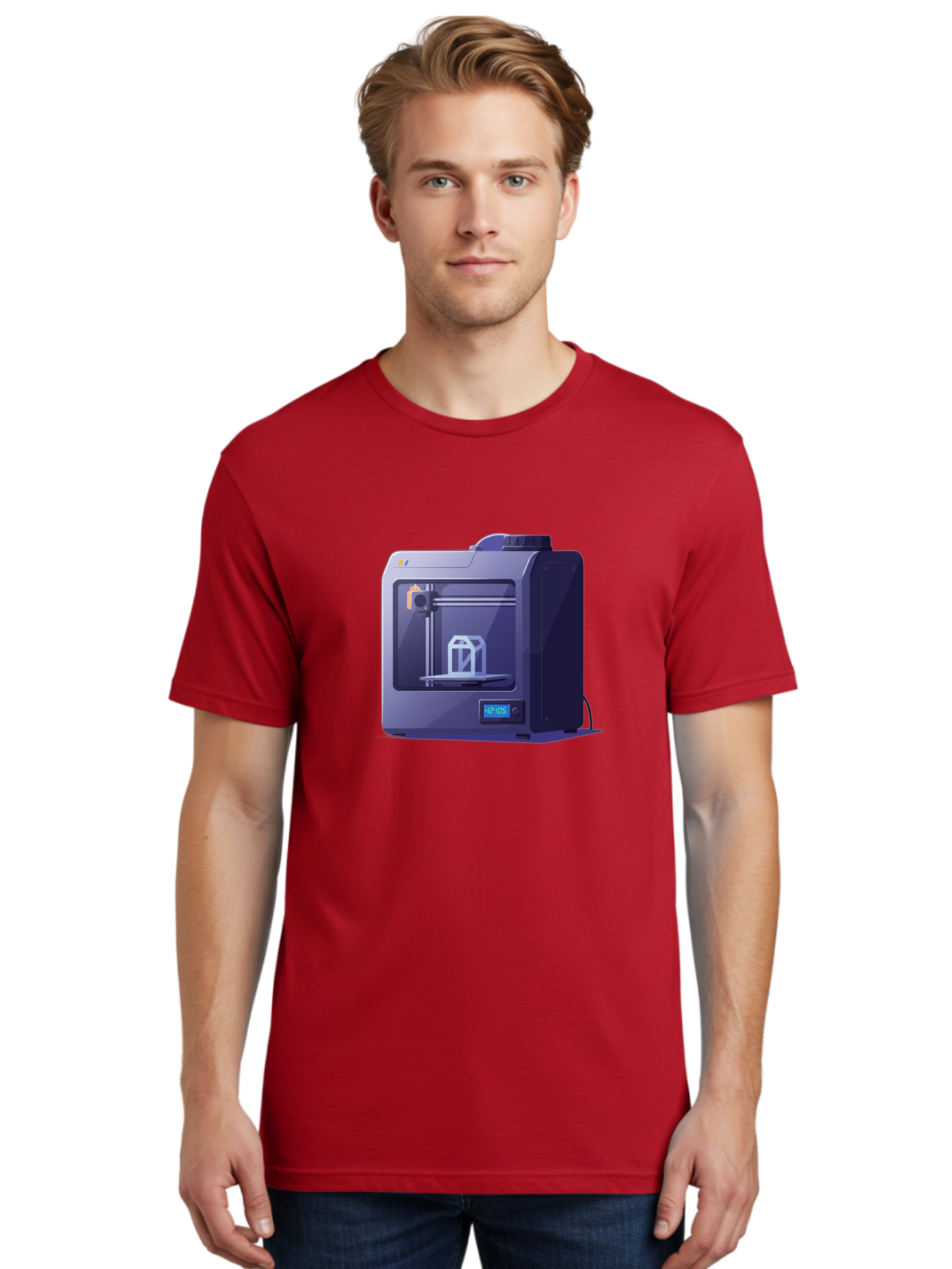 3D-Printer-31 Men'S Graphic Tee, 100% Cotton, Comfortable Casual Summer Wear, Machine Washable, 3D Printing Technology, Additive Manufacturing, Digital Fabrication, 3D Modeling, Prototyping, Product Design, 3D Printing Process, 12:10:51 Baa026 4