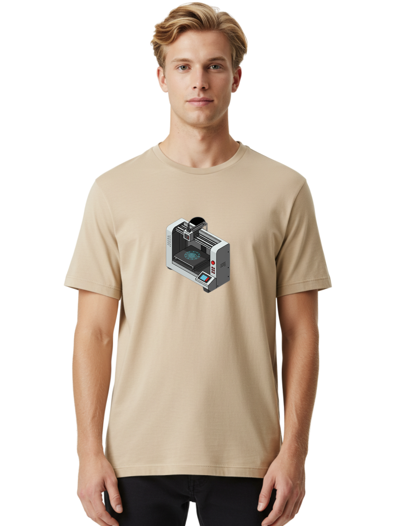 3D-Printer-33 Men'S Graphic Tee, 100% Cotton, Comfortable Casual Summer Wear, Machine Washable, 3D Printing Technology, Additive Manufacturing, Digital Fabrication, Rapid Prototyping, Industrial Design, Futuristic Machinery, Baa028 30