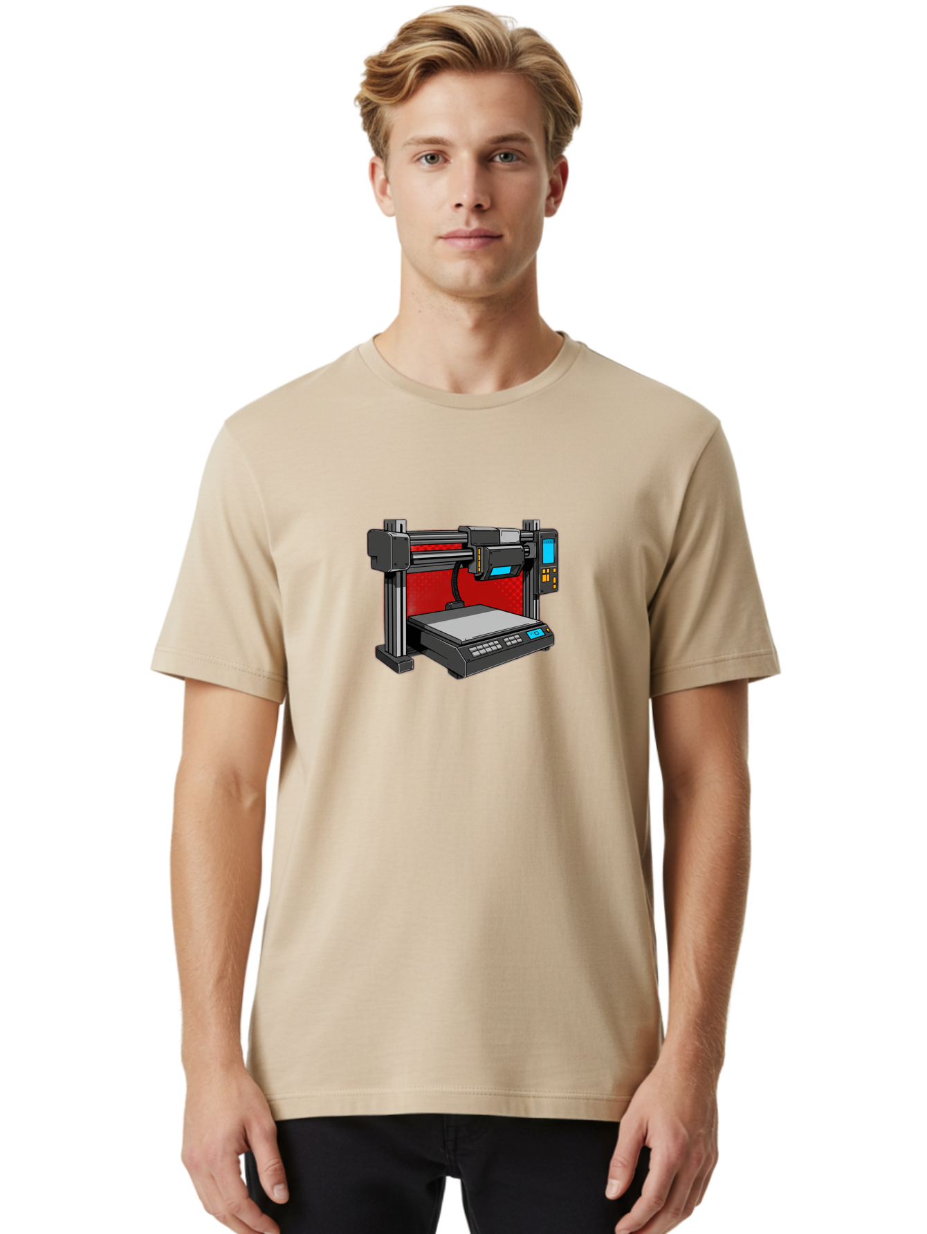 3D-Printer-34 Men'S Graphic Tee, 100% Cotton, Comfortable Casual Summer Wear, Machine Washable, 3D Printing Technology, Additive Manufacturing, Futuristic Machine, Digital Fabrication, Precise Printing, Industrial Design, Baa029 2
