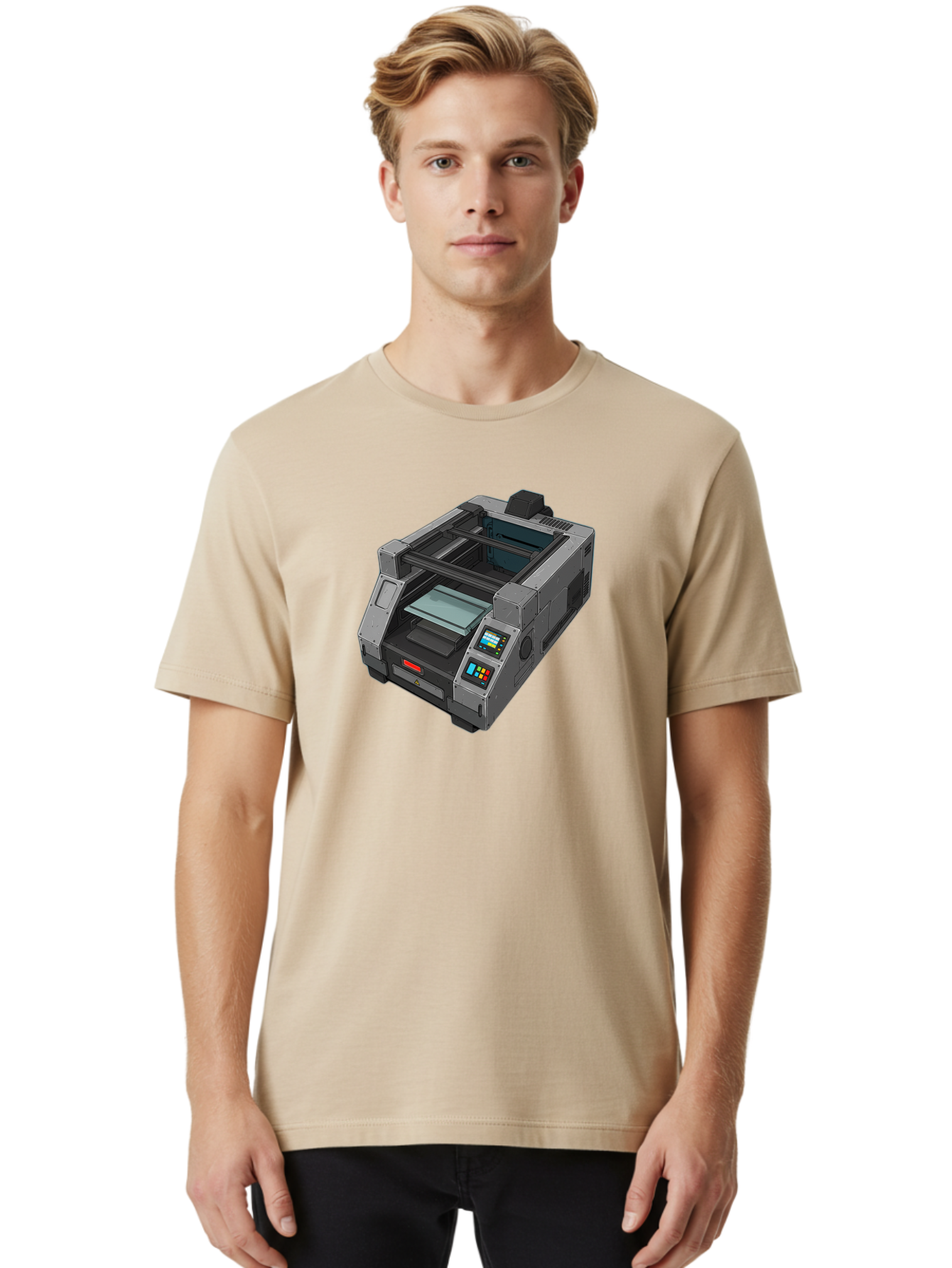 3D-Printer-35 Men'S Graphic Tee, 100% Cotton, Comfortable Casual Summer Wear, Machine Washable, 3D Printing Technology, Futuristic Printer, Digital Fabrication, Advanced Manufacturing, Printer Control Panel, Printing Process, Baa030 10