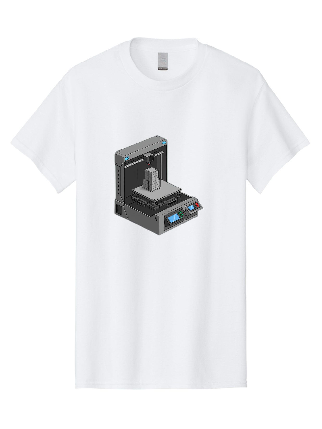3D-Printer-36 Men'S Graphic Tee, 100% Cotton, Comfortable Casual Summer Wear, Machine Washable, 3D Printing Technology, Additive Manufacturing, Gray 3D Printer, Control Panel, Digital Display, Printing Process, Cube-Shaped Object, Baa031 11