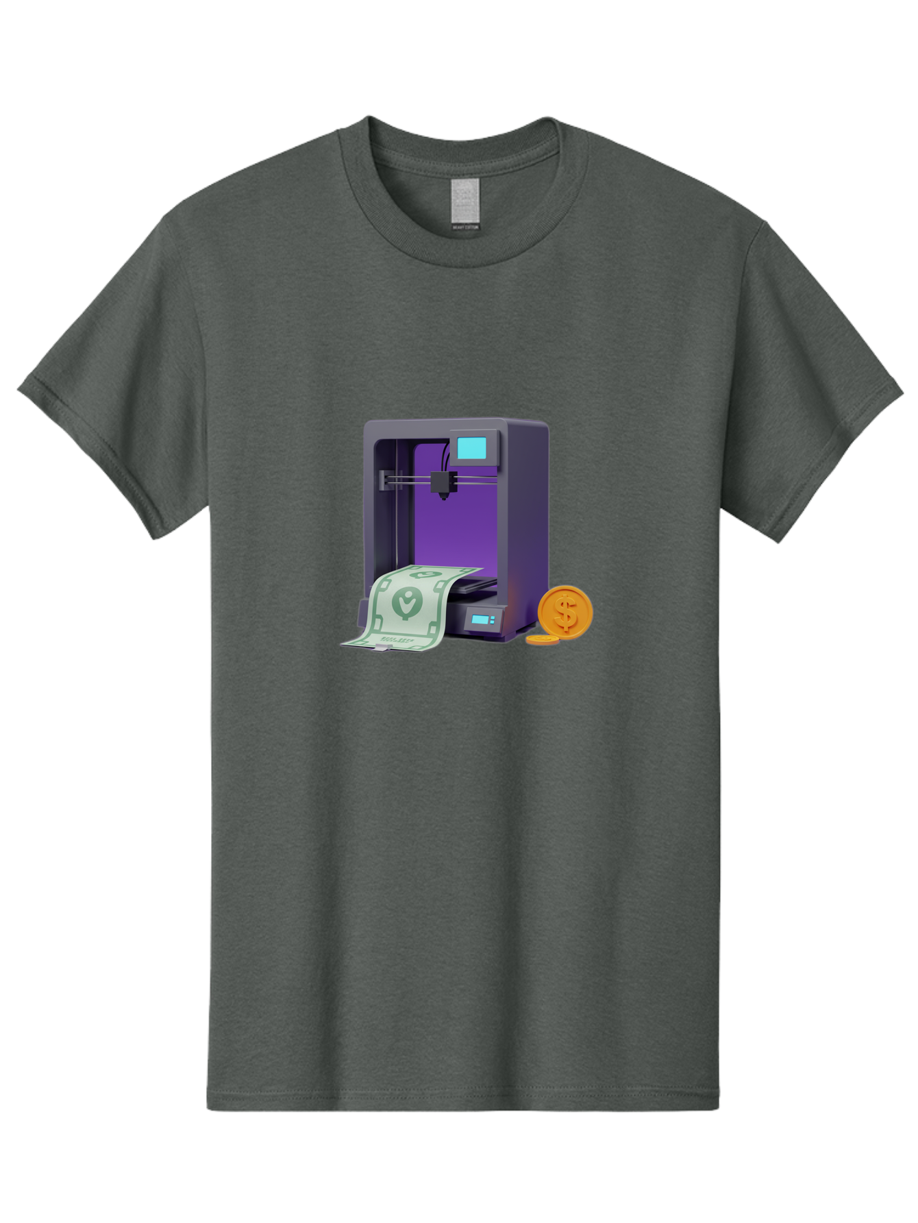 3D-Printer-37 Men'S Graphic Tee, 100% Cotton, Comfortable Casual Summer Wear, Machine Washable, 3D Printing Technology, Money Printing, Dollar Bill, Coins, Financial Gain, Innovative Machinery, Futuristic Design, Cash Generation Baa032 17