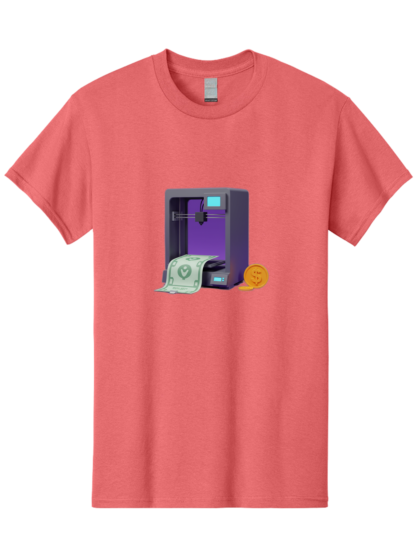 3D-Printer-37 Men'S Graphic Tee, 100% Cotton, Comfortable Casual Summer Wear, Machine Washable, 3D Printing Technology, Money Printing, Dollar Bill, Coins, Financial Gain, Innovative Machinery, Futuristic Design, Cash Generation Baa032 27