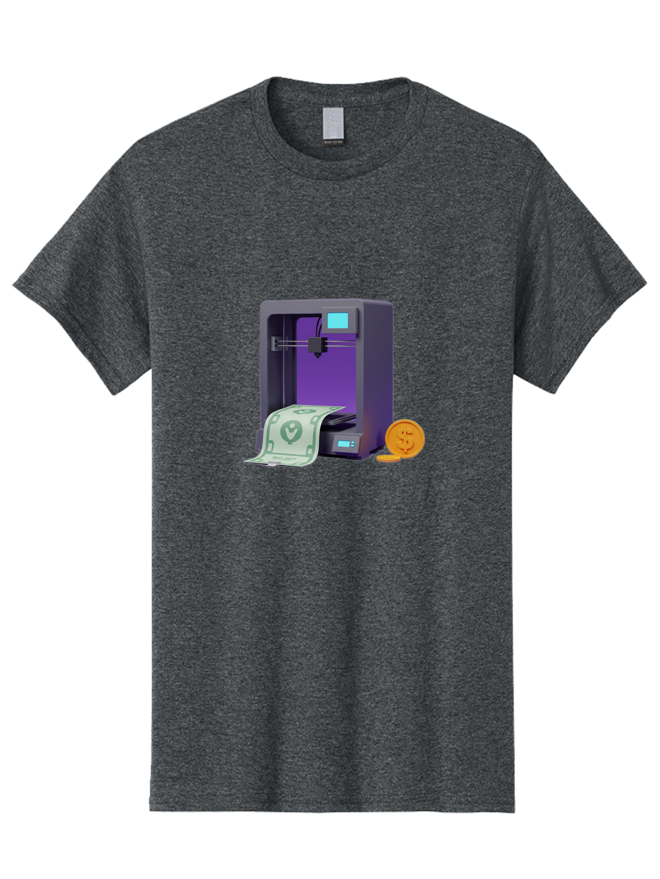3D-Printer-37 Men'S Graphic Tee, 100% Cotton, Comfortable Casual Summer Wear, Machine Washable, 3D Printing Technology, Money Printing, Dollar Bill, Coins, Financial Gain, Innovative Machinery, Futuristic Design, Cash Generation Baa032 23