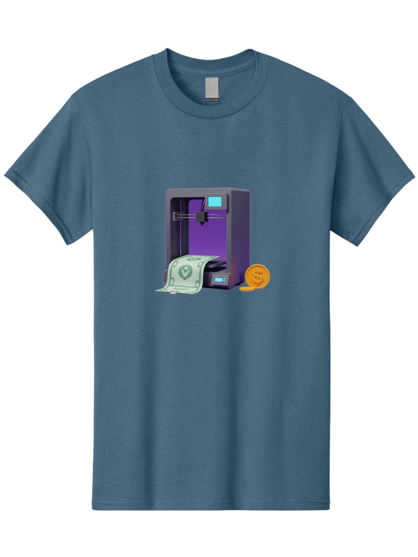 3D-Printer-37 Men'S Graphic Tee, 100% Cotton, Comfortable Casual Summer Wear, Machine Washable, 3D Printing Technology, Money Printing, Dollar Bill, Coins, Financial Gain, Innovative Machinery, Futuristic Design, Cash Generation Baa032 15