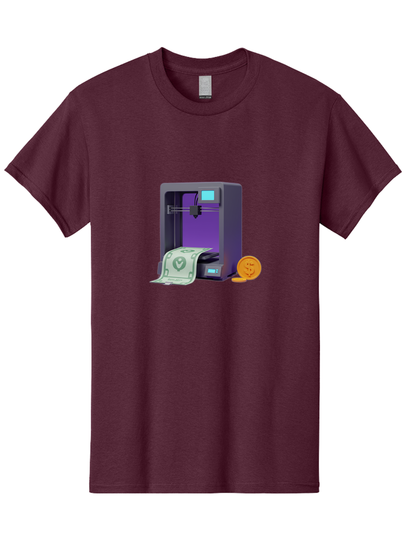 3D-Printer-37 Men'S Graphic Tee, 100% Cotton, Comfortable Casual Summer Wear, Machine Washable, 3D Printing Technology, Money Printing, Dollar Bill, Coins, Financial Gain, Innovative Machinery, Futuristic Design, Cash Generation Baa032 13