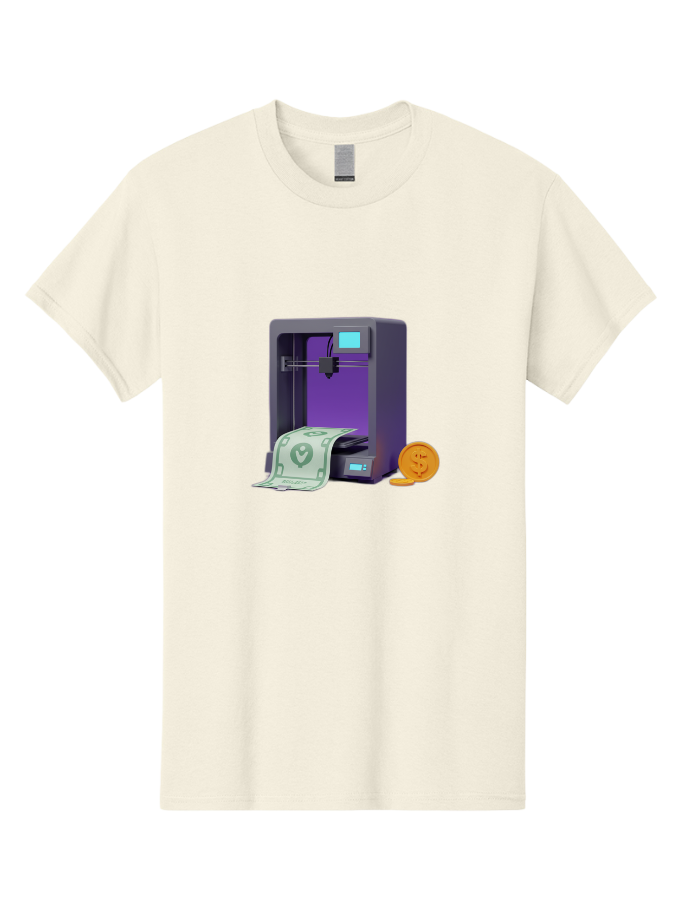 3D-Printer-37 Men'S Graphic Tee, 100% Cotton, Comfortable Casual Summer Wear, Machine Washable, 3D Printing Technology, Money Printing, Dollar Bill, Coins, Financial Gain, Innovative Machinery, Futuristic Design, Cash Generation Baa032 25