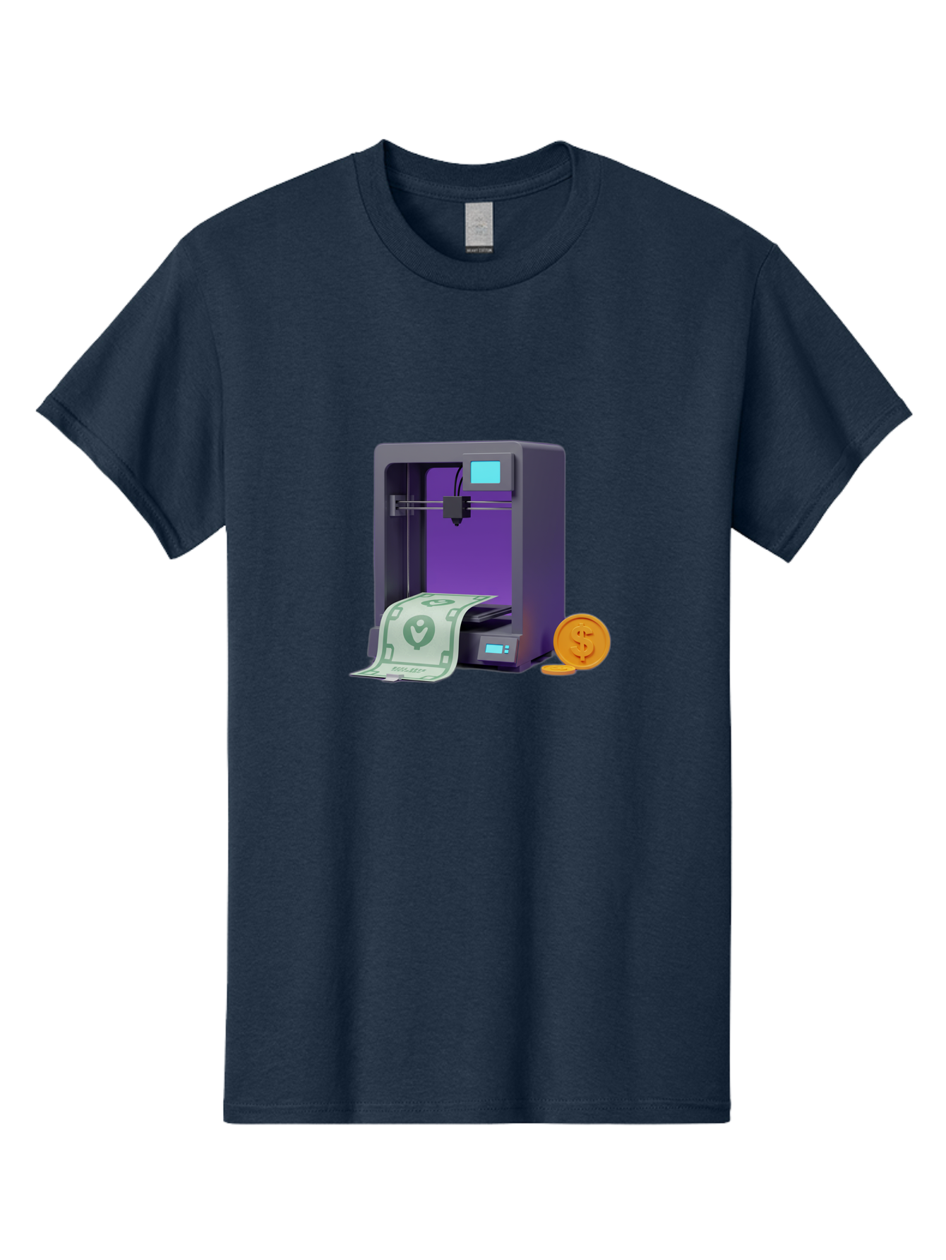3D-Printer-37 Men'S Graphic Tee, 100% Cotton, Comfortable Casual Summer Wear, Machine Washable, 3D Printing Technology, Money Printing, Dollar Bill, Coins, Financial Gain, Innovative Machinery, Futuristic Design, Cash Generation Baa032 21