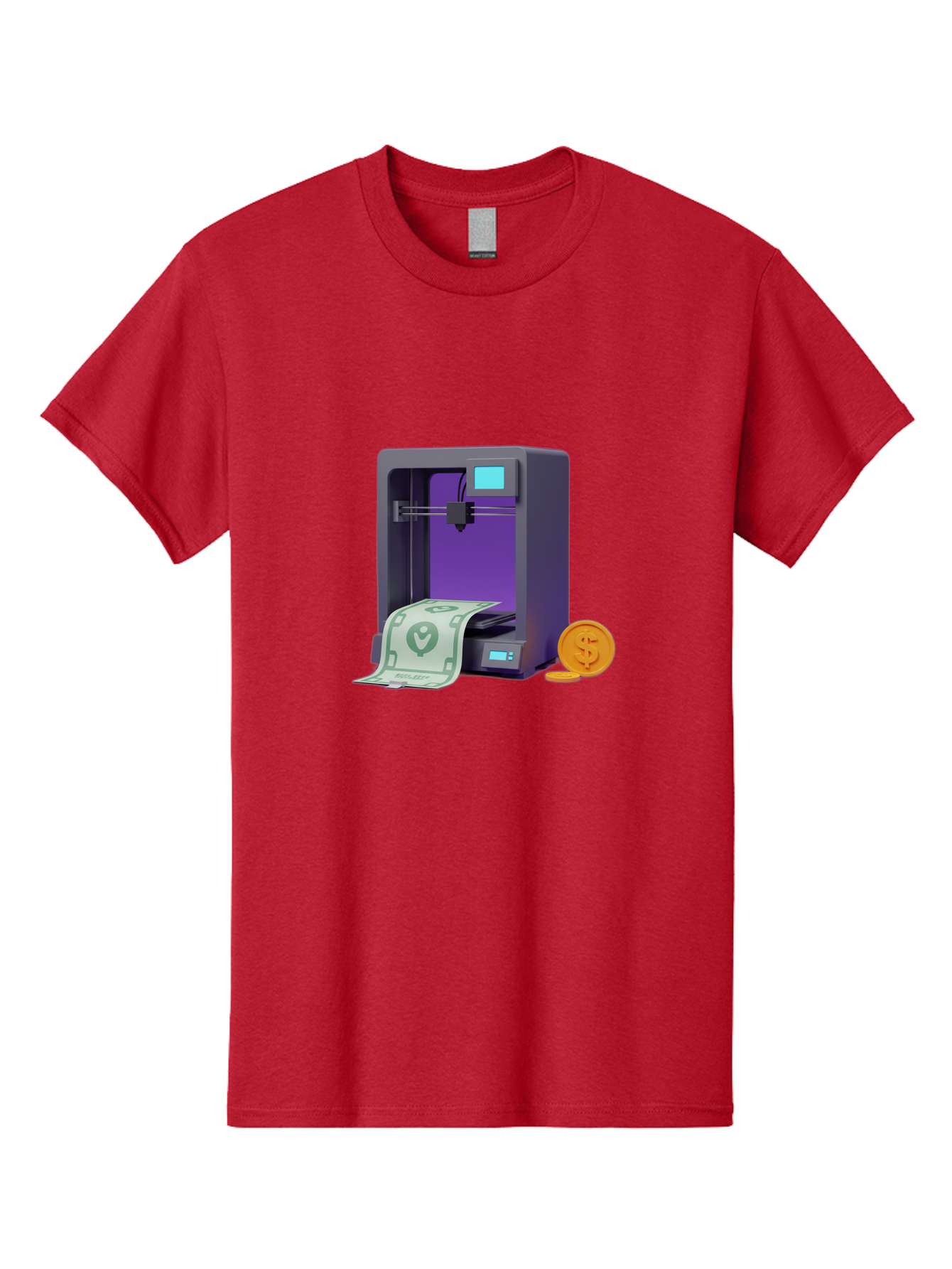 3D-Printer-37 Men'S Graphic Tee, 100% Cotton, Comfortable Casual Summer Wear, Machine Washable, 3D Printing Technology, Money Printing, Dollar Bill, Coins, Financial Gain, Innovative Machinery, Futuristic Design, Cash Generation Baa032 19