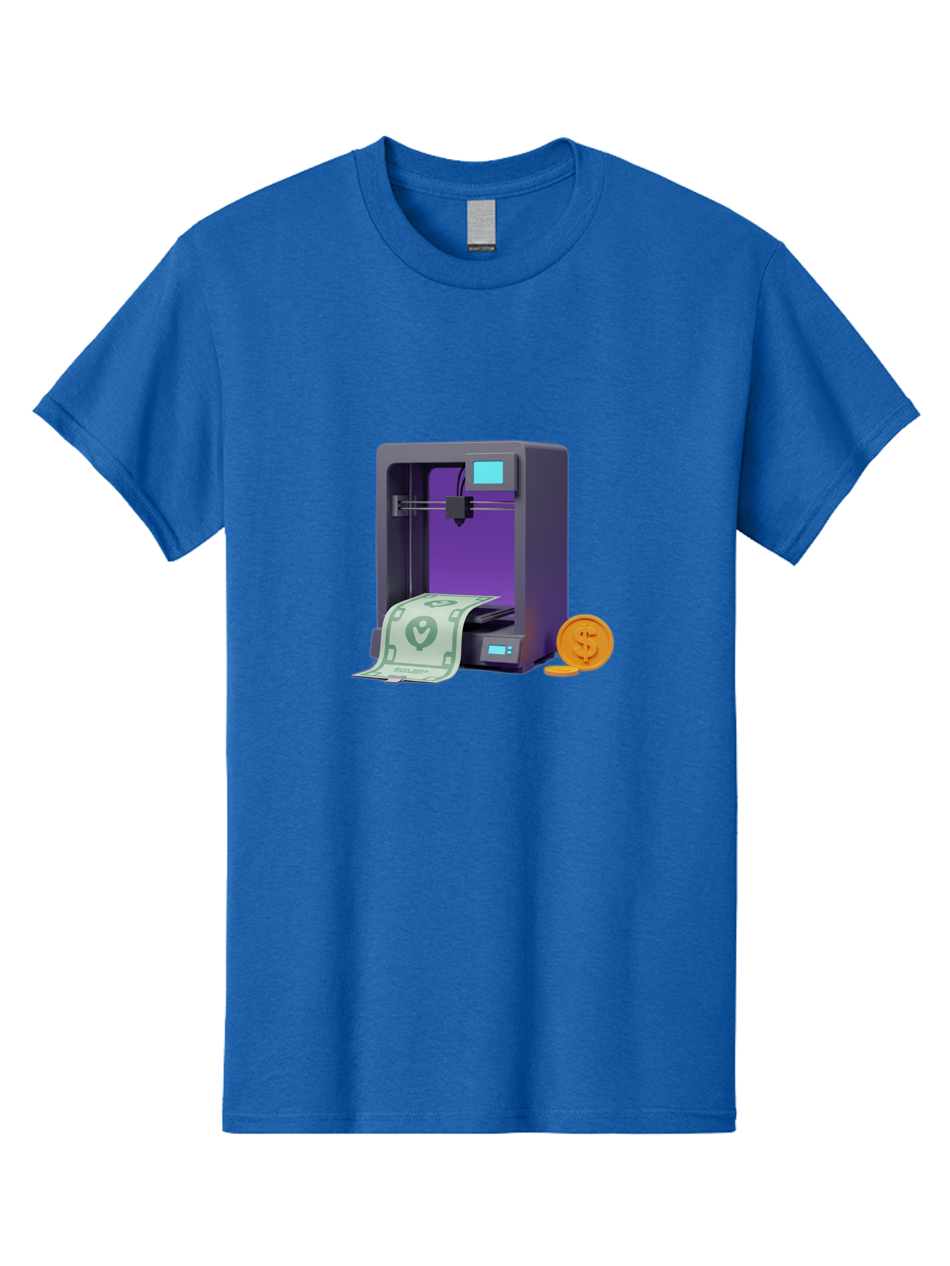 3D-Printer-37 Men'S Graphic Tee, 100% Cotton, Comfortable Casual Summer Wear, Machine Washable, 3D Printing Technology, Money Printing, Dollar Bill, Coins, Financial Gain, Innovative Machinery, Futuristic Design, Cash Generation Baa032 11