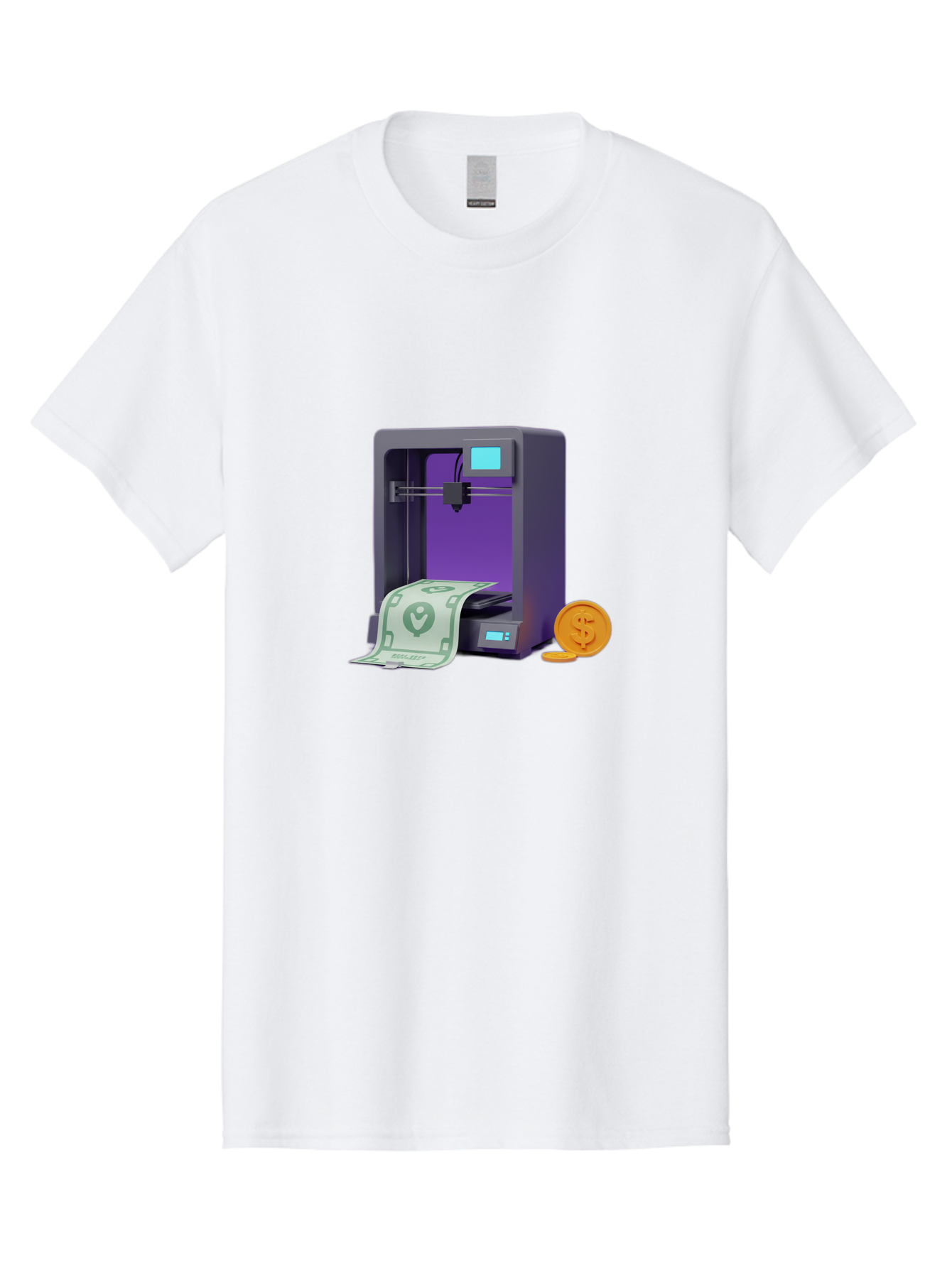 3D-Printer-37 Men'S Graphic Tee, 100% Cotton, Comfortable Casual Summer Wear, Machine Washable, 3D Printing Technology, Money Printing, Dollar Bill, Coins, Financial Gain, Innovative Machinery, Futuristic Design, Cash Generation Baa032 7