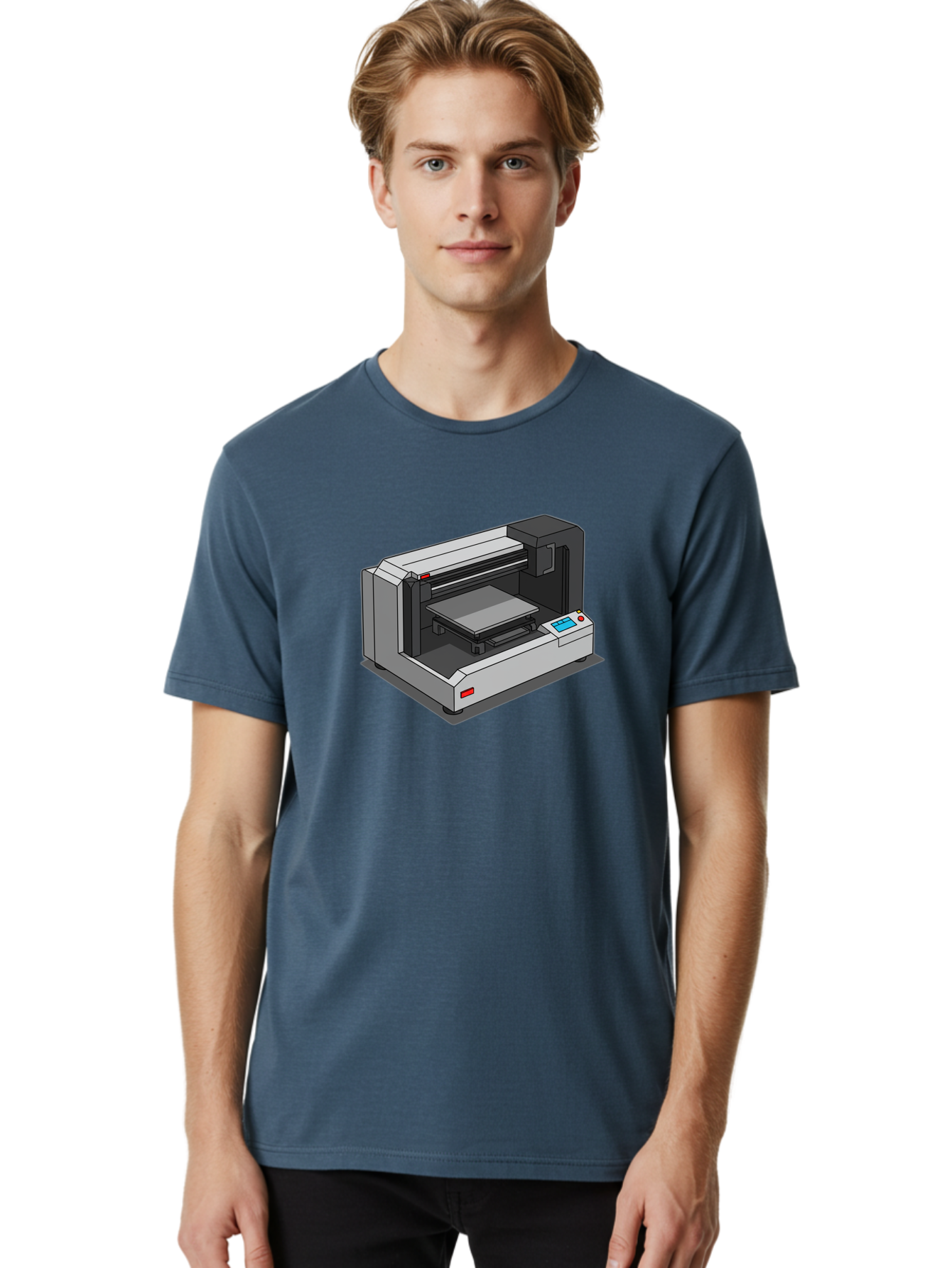 3D-Printer-39 Men'S Graphic Tee, 100% Cotton, Comfortable Casual Summer Wear, Machine Washable, 3D Printing Technology, Digital Fabrication, Additive Manufacturing, Rapid Prototyping, Industrial Design, Futuristic Machinery, Control Panel, Baa034 4
