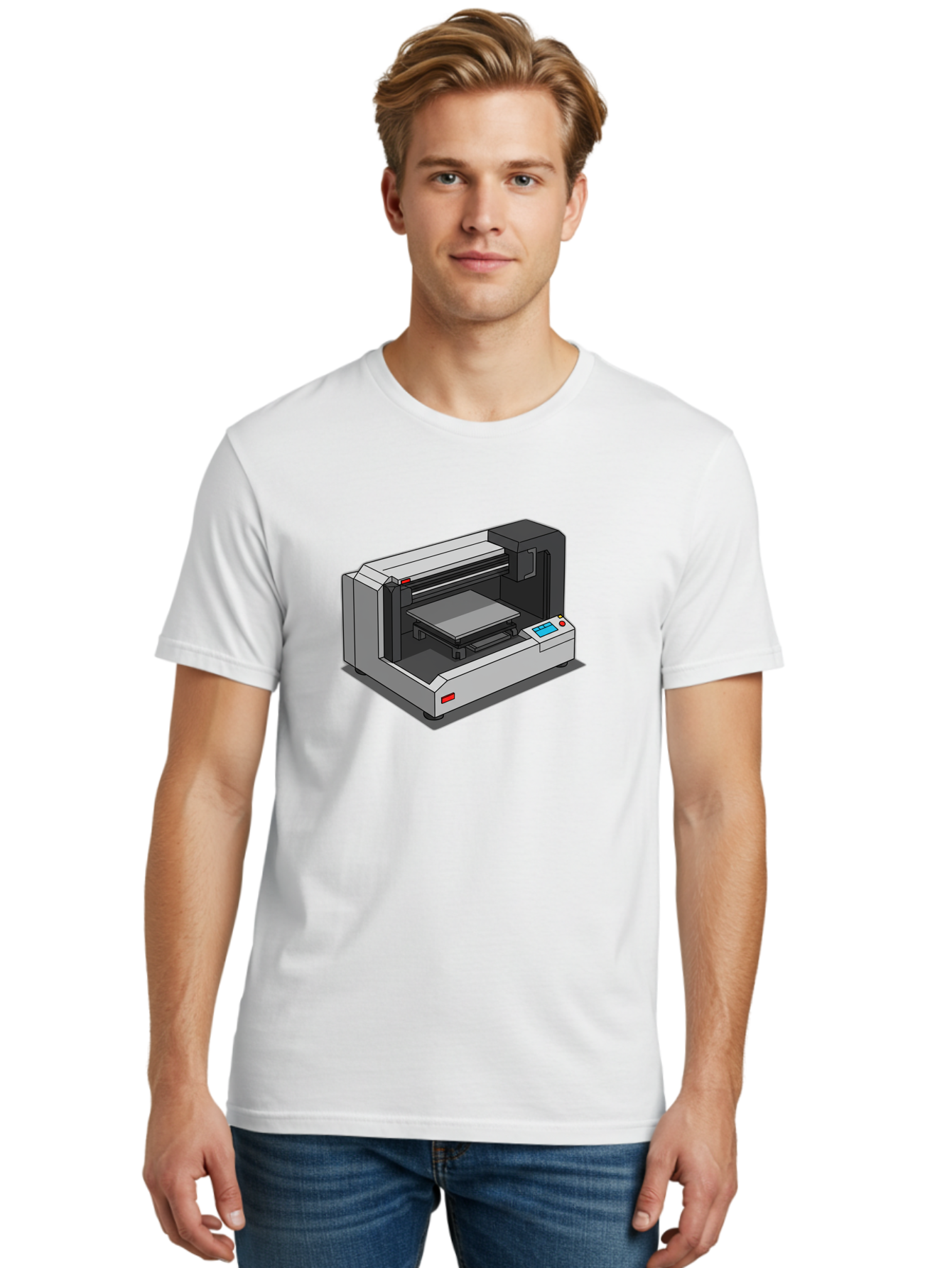 3D-Printer-39 Men'S Graphic Tee, 100% Cotton, Comfortable Casual Summer Wear, Machine Washable, 3D Printing Technology, Digital Fabrication, Additive Manufacturing, Rapid Prototyping, Industrial Design, Futuristic Machinery, Control Panel, Baa034 26