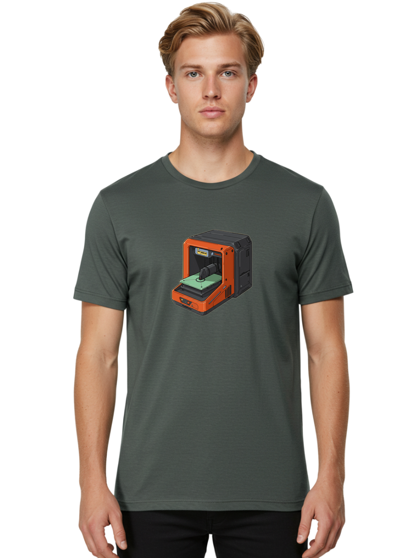 3D-Printer-40 Men'S Graphic Tee, 100% Cotton, Comfortable Casual Summer Wear, Machine Washable, Orange And Black 3D Printer, Printing Technology, Futuristic Design, Digital Fabrication, Additive Manufacturing, Futuristic Machine, Baa036 24
