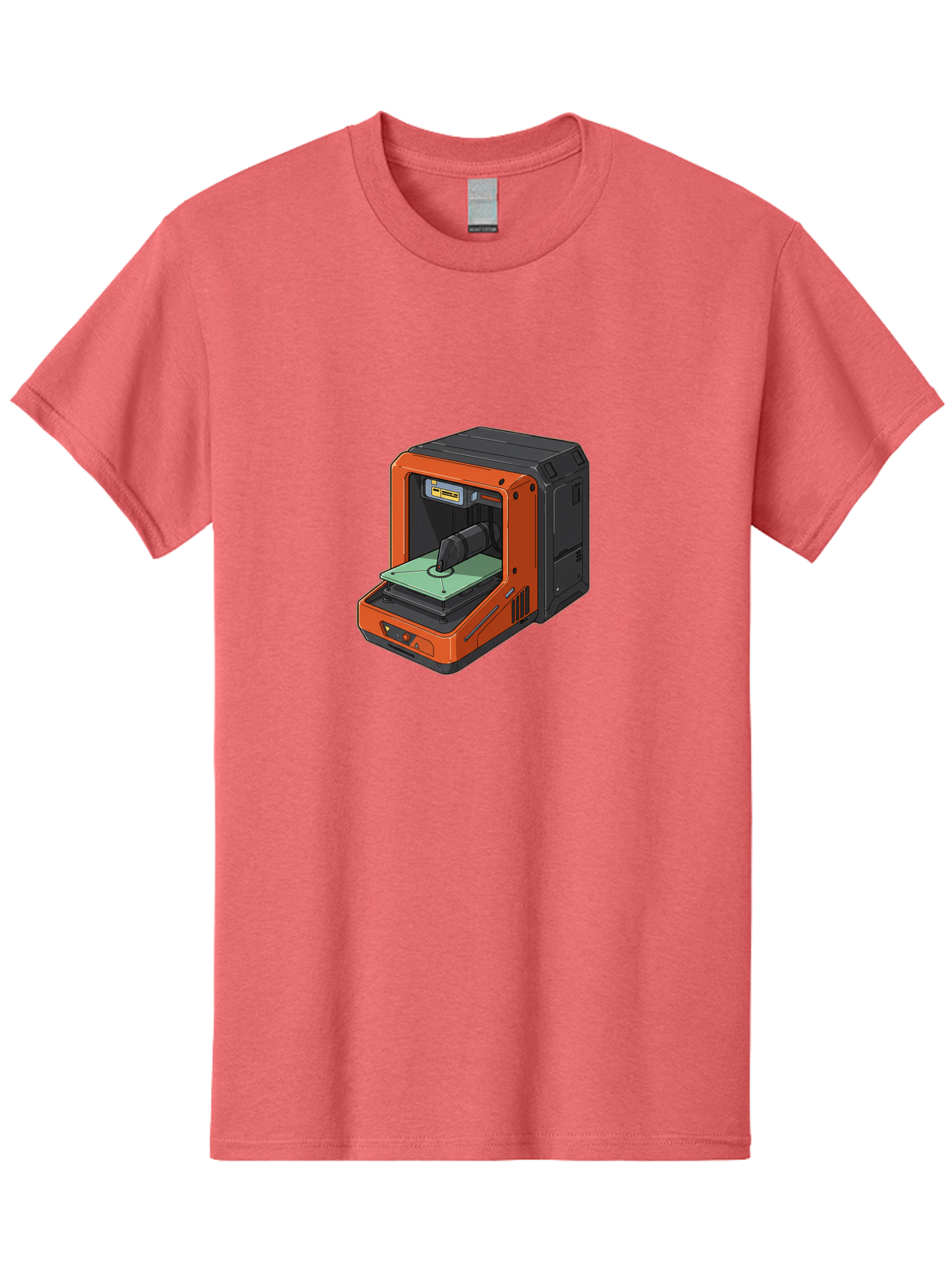 3D-Printer-40 Men'S Graphic Tee, 100% Cotton, Comfortable Casual Summer Wear, Machine Washable, Orange And Black 3D Printer, Printing Technology, Futuristic Design, Digital Fabrication, Additive Manufacturing, Futuristic Machine, Baa036 3