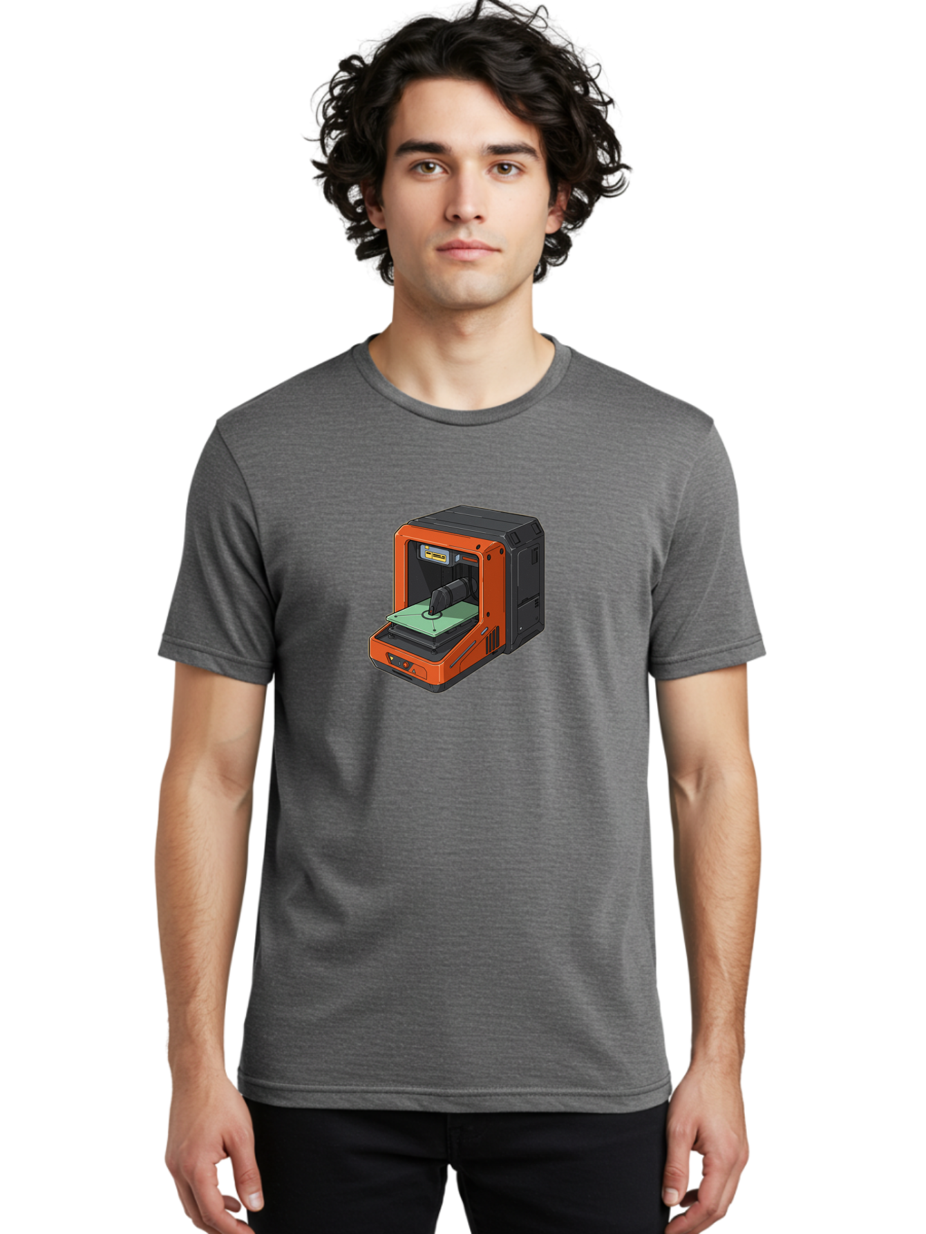 3D-Printer-40 Men'S Graphic Tee, 100% Cotton, Comfortable Casual Summer Wear, Machine Washable, Orange And Black 3D Printer, Printing Technology, Futuristic Design, Digital Fabrication, Additive Manufacturing, Futuristic Machine, Baa036 18