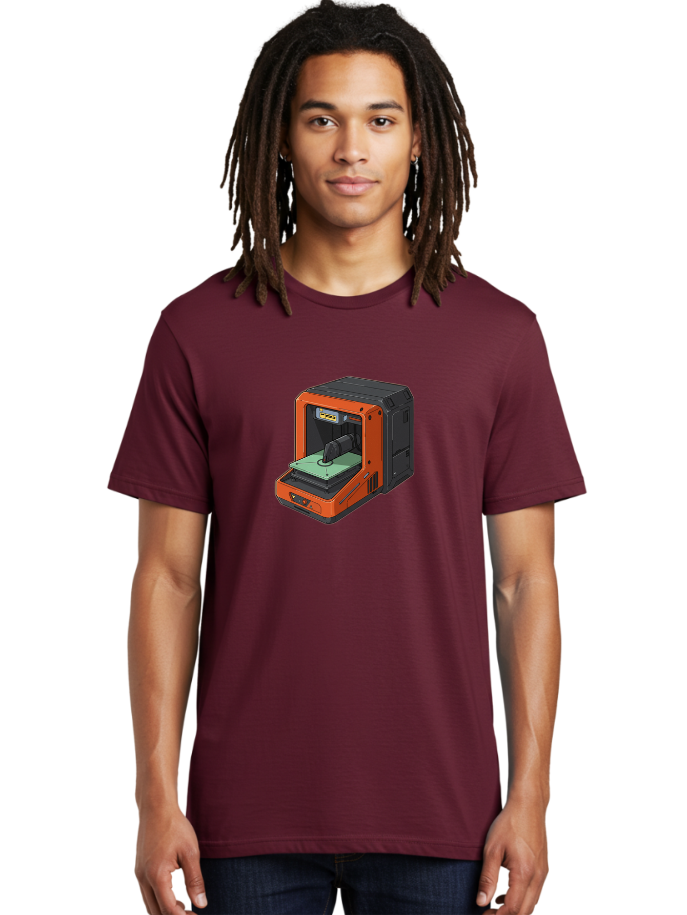 3D-Printer-40 Men'S Graphic Tee, 100% Cotton, Comfortable Casual Summer Wear, Machine Washable, Orange And Black 3D Printer, Printing Technology, Futuristic Design, Digital Fabrication, Additive Manufacturing, Futuristic Machine, Baa036 22