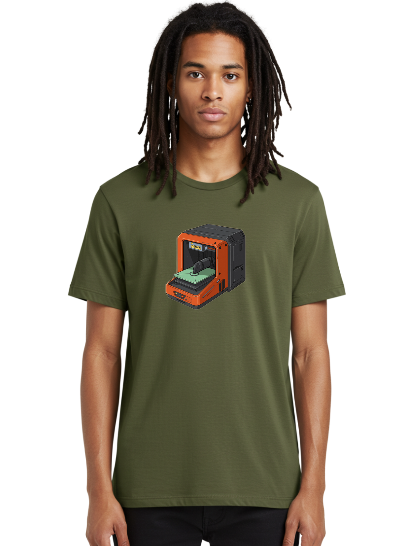 3D-Printer-40 Men'S Graphic Tee, 100% Cotton, Comfortable Casual Summer Wear, Machine Washable, Orange And Black 3D Printer, Printing Technology, Futuristic Design, Digital Fabrication, Additive Manufacturing, Futuristic Machine, Baa036 26