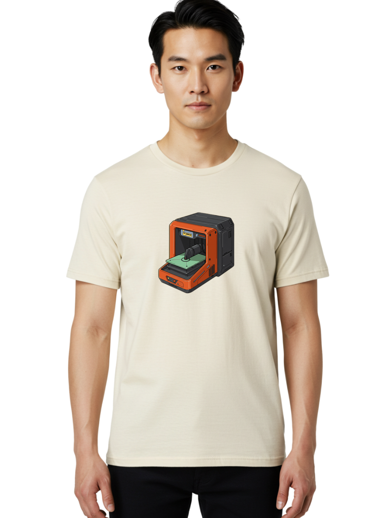 3D-Printer-40 Men'S Graphic Tee, 100% Cotton, Comfortable Casual Summer Wear, Machine Washable, Orange And Black 3D Printer, Printing Technology, Futuristic Design, Digital Fabrication, Additive Manufacturing, Futuristic Machine, Baa036 20